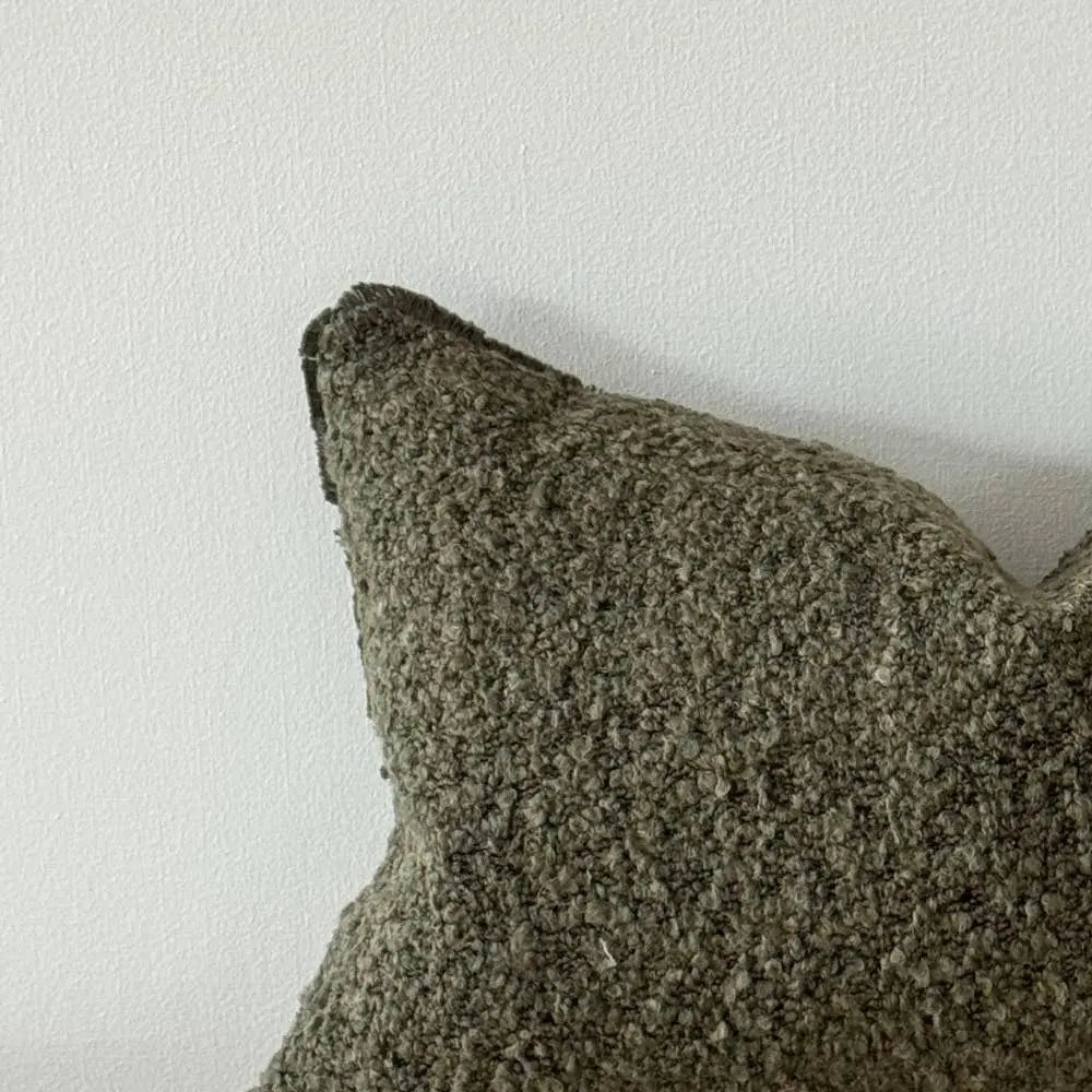 Sofia Olive Green Bouclé Cushion Cover – 50 × 30 cm