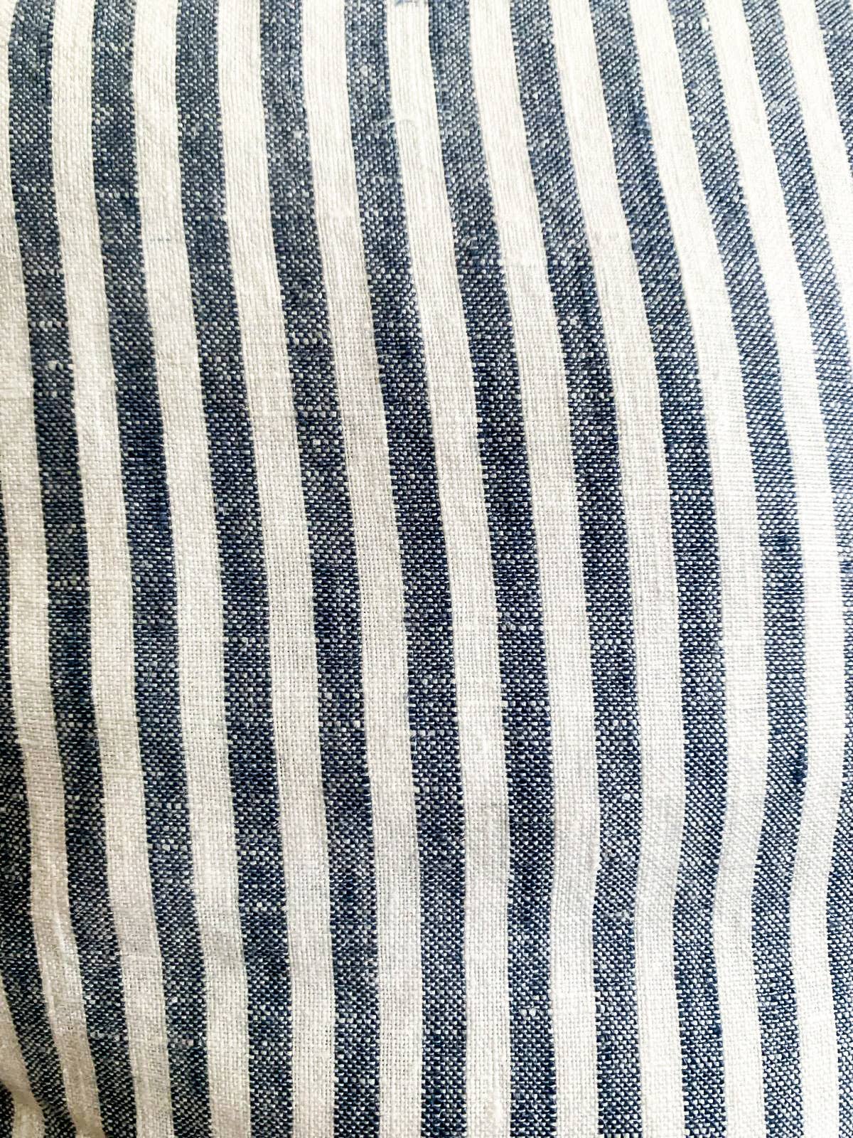 Pure French Linen Frayed Edge Ruffle Cushion Cover - Marine Pinstripes Mama and Tochter