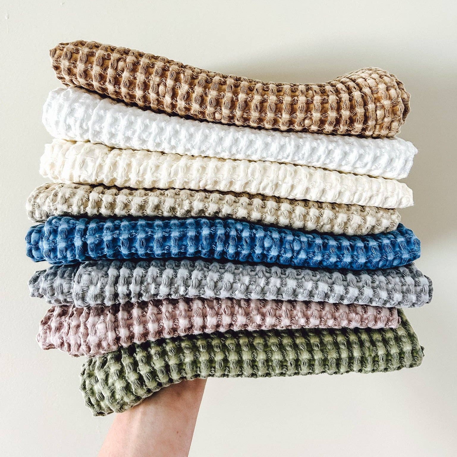 100% Organic Cotton Rustic Waffle Tea Towel - Blue XL Mama and Tochter