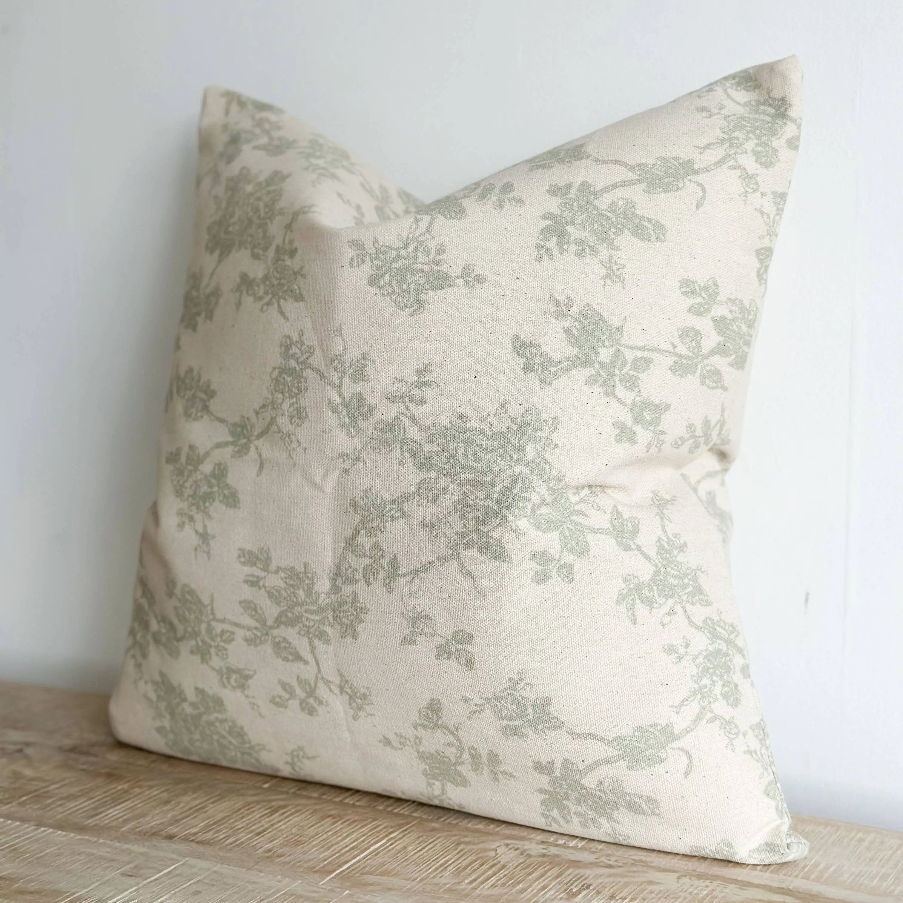 Aria Cotton Cushion Cover – Green Print 45x45cm Ellenvale Trade