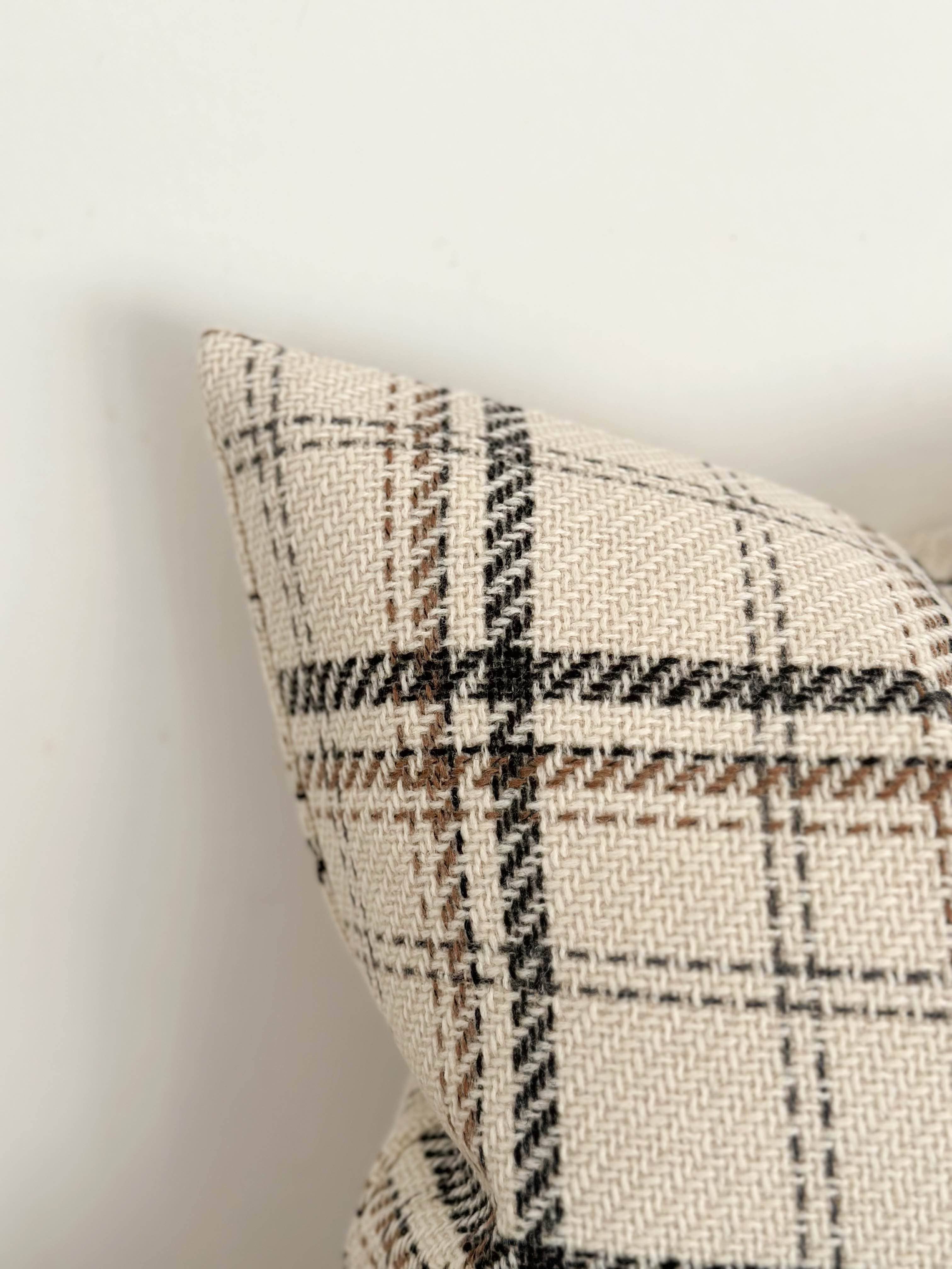 Country Wool Effect Cushion Cover – Cream Check 45×45cm Ellenvale Trade