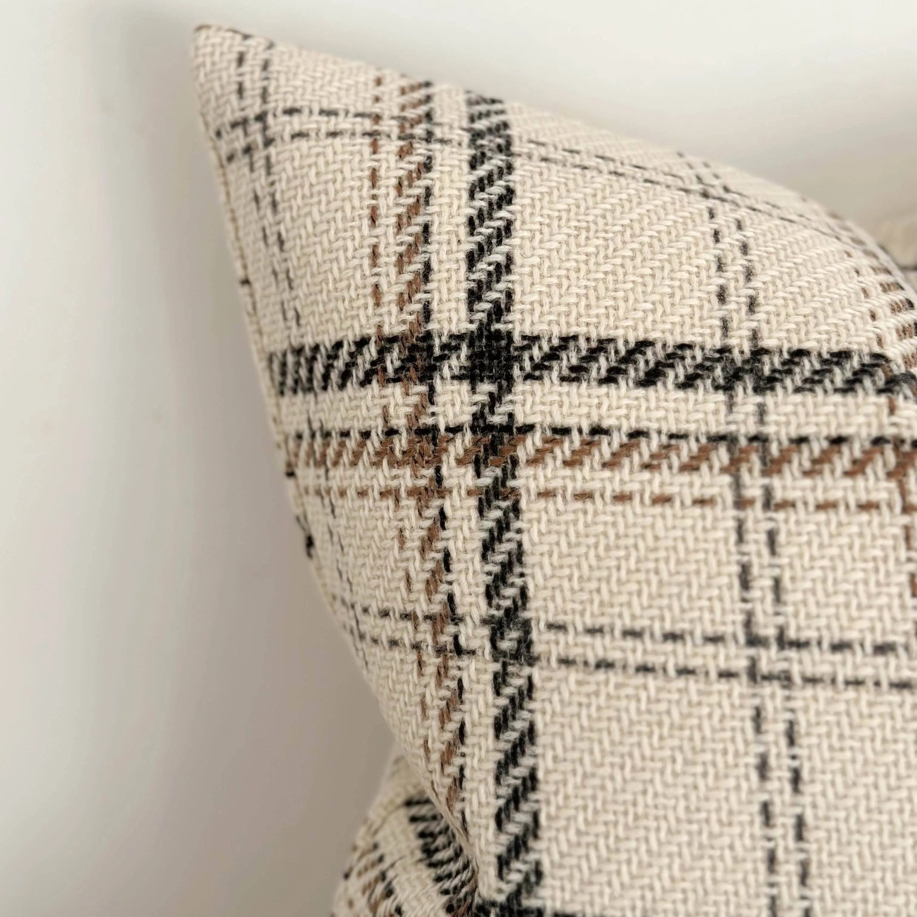 Country Wool Effect Cushion Cover – Cream Check 45×45cm Ellenvale Trade