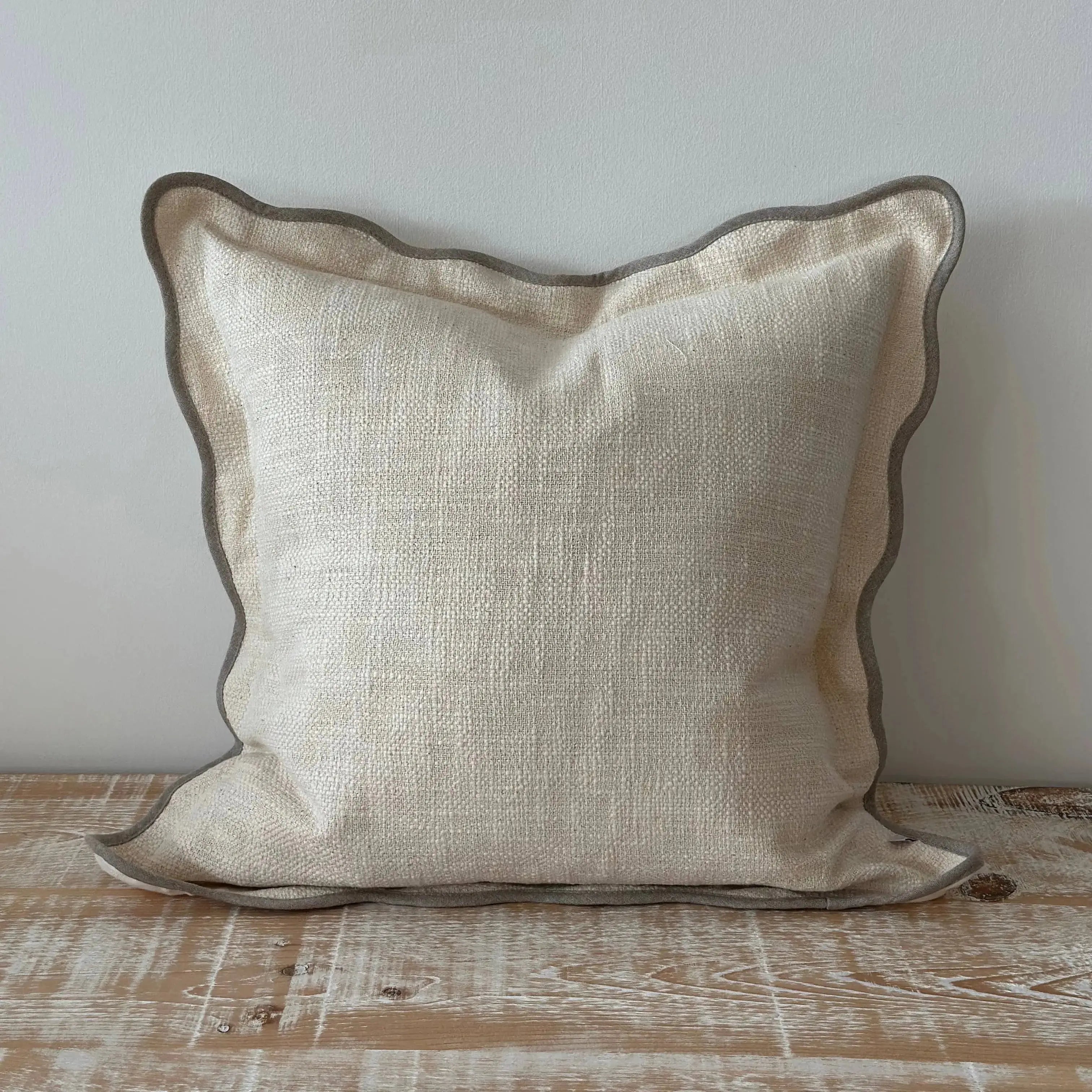 Chloe Cream & Greige Scalloped Cushion Cover - 45x45 Ellenvale Trade