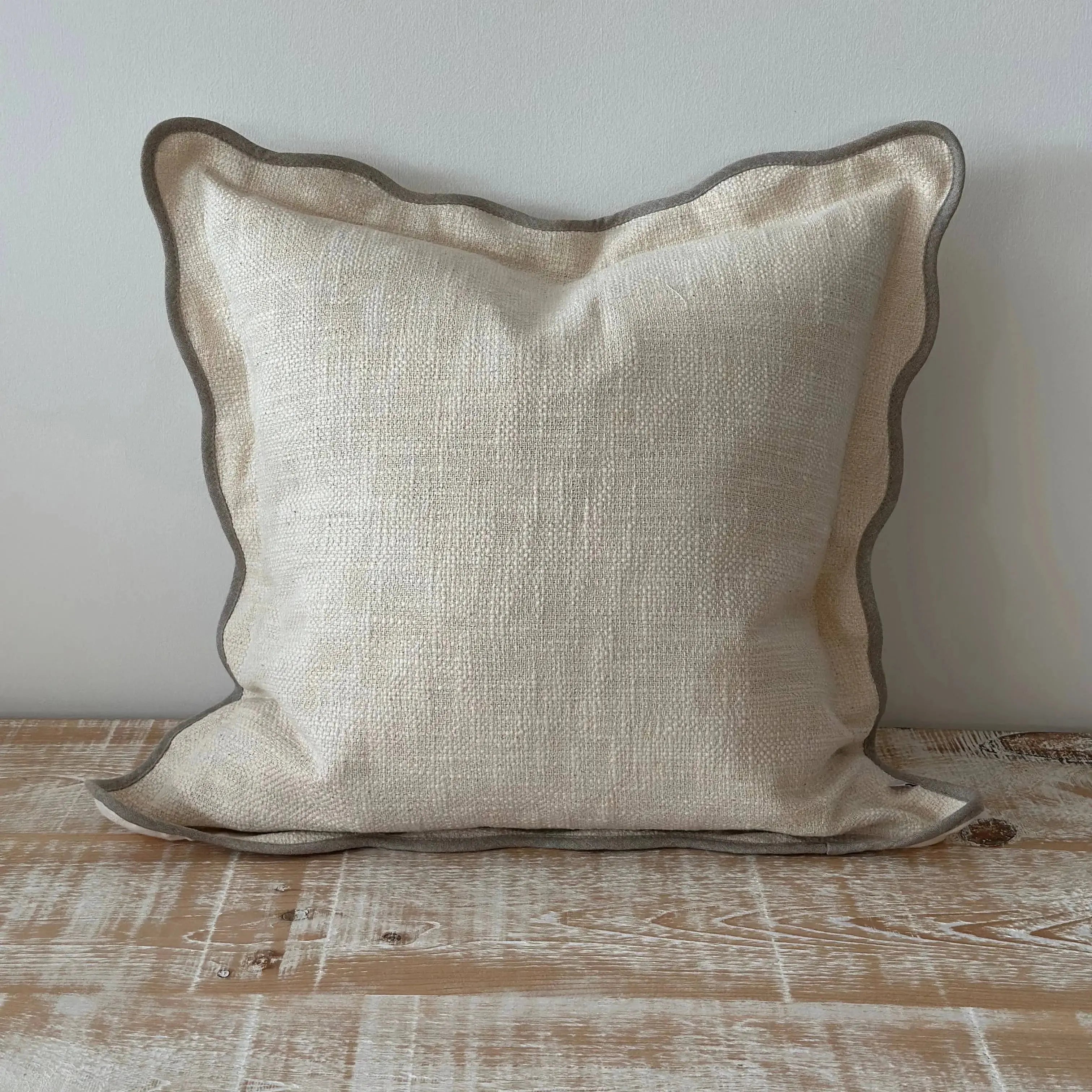 Chloe Cream & Greige Scalloped Cushion Cover - 53 x 53cm Ellenvale Trade
