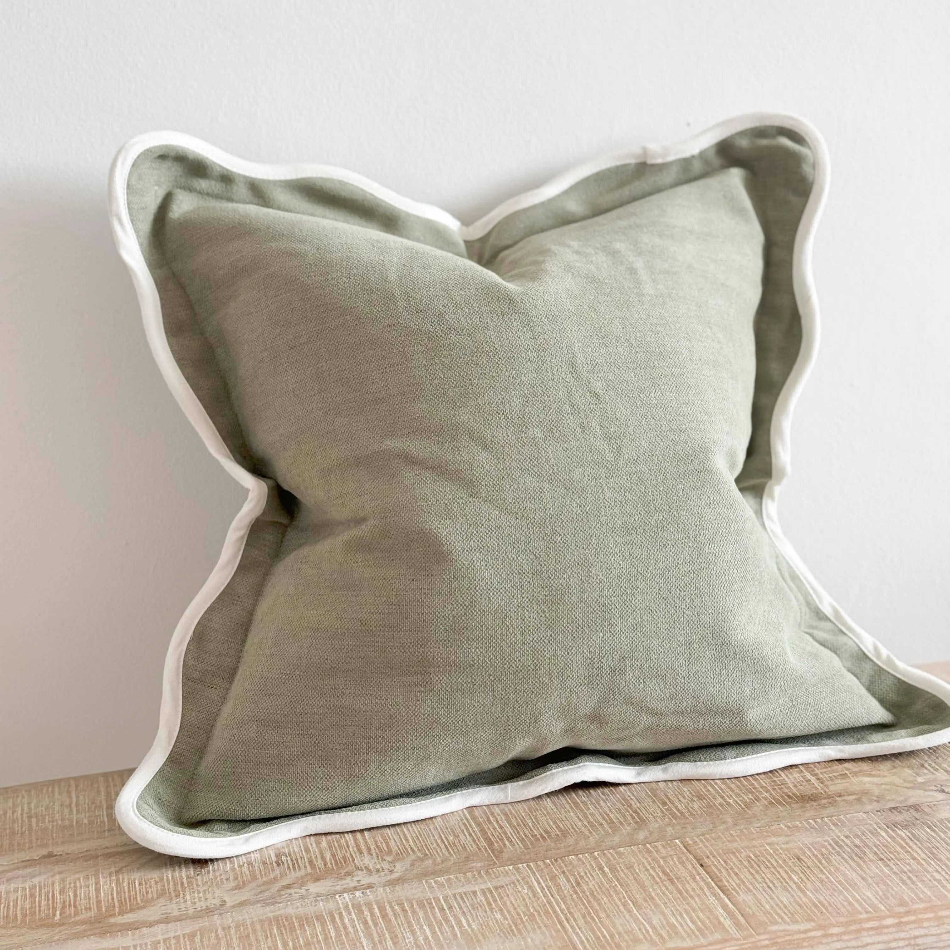 Chloe Sage Scalloped Edge Cushion Cover – 45×45cm Ellenvale Trade