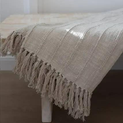 Large Cream Cotton Throw/Bedspread 150 x 220cm Ellenvale Trade