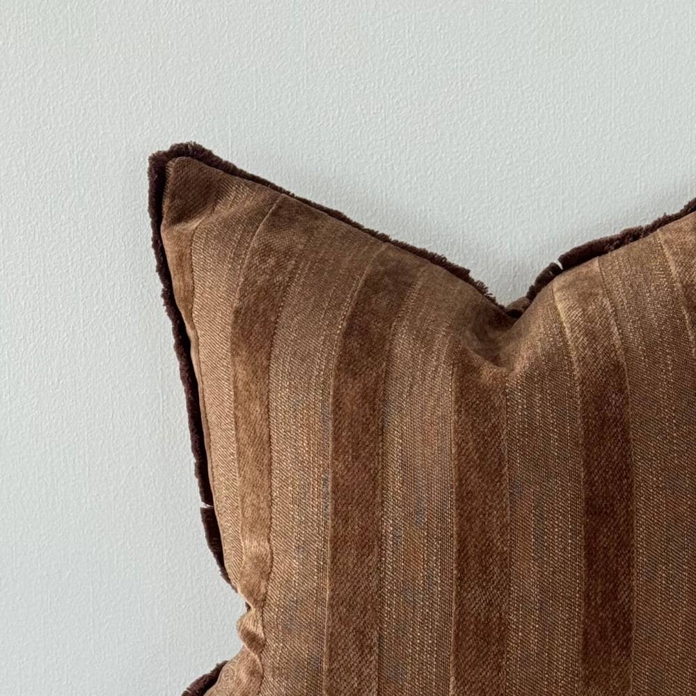 Isla Dark Brown Stripe Cushion Cover – 45 × 45 cm