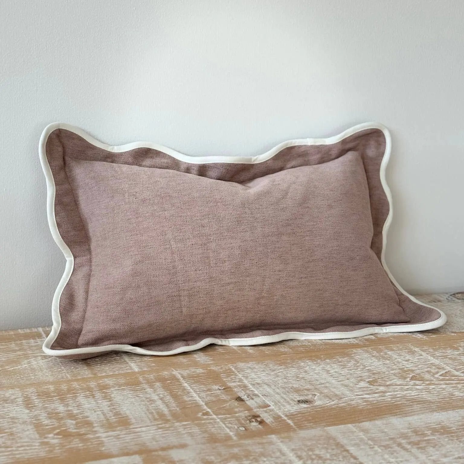 Chloe Dusty Pink Scalloped Edge Cushion Cover 50x30 Ellenvale Trade