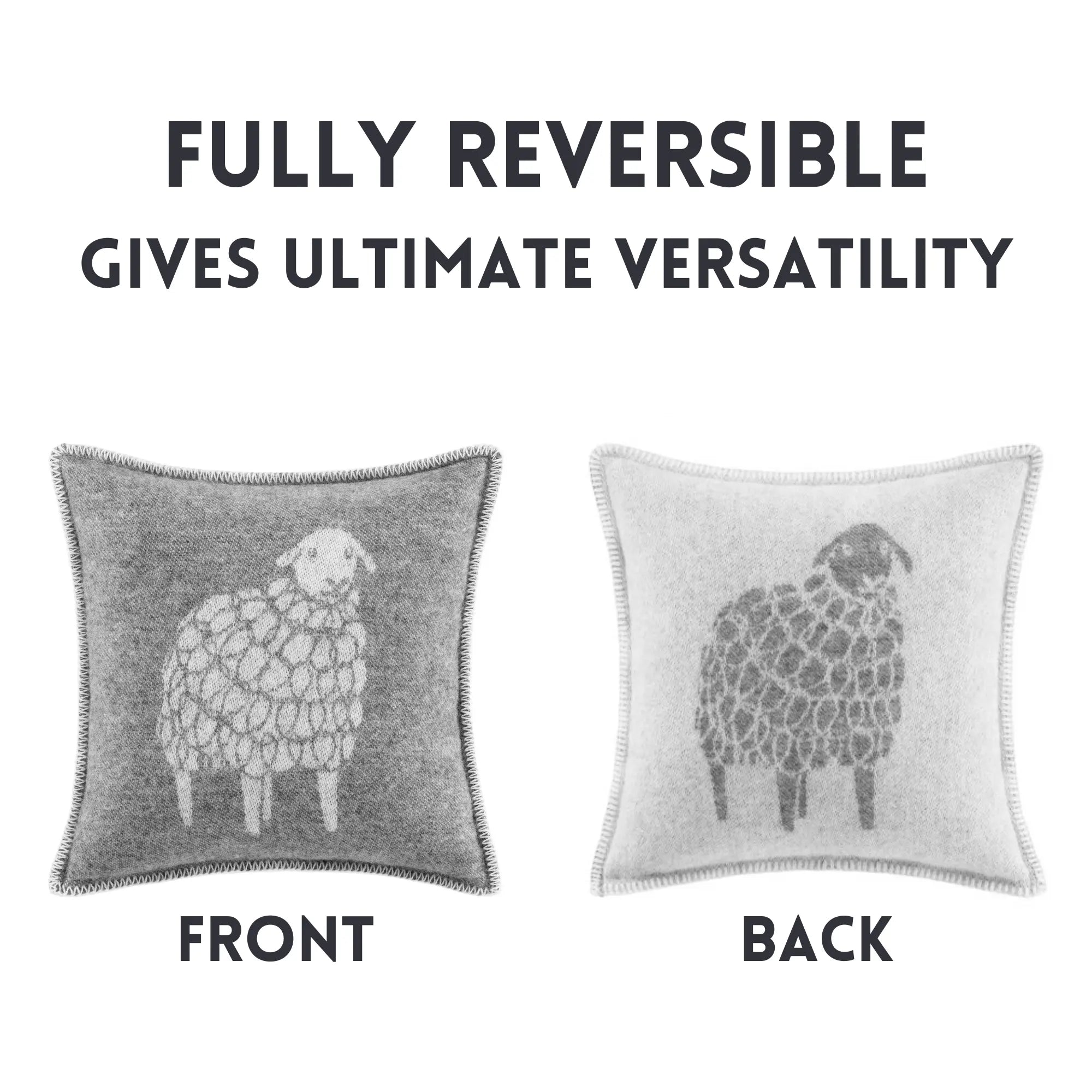 Sheep Mima Soft Grey Pure Wool Cushion Cover JJ Textile