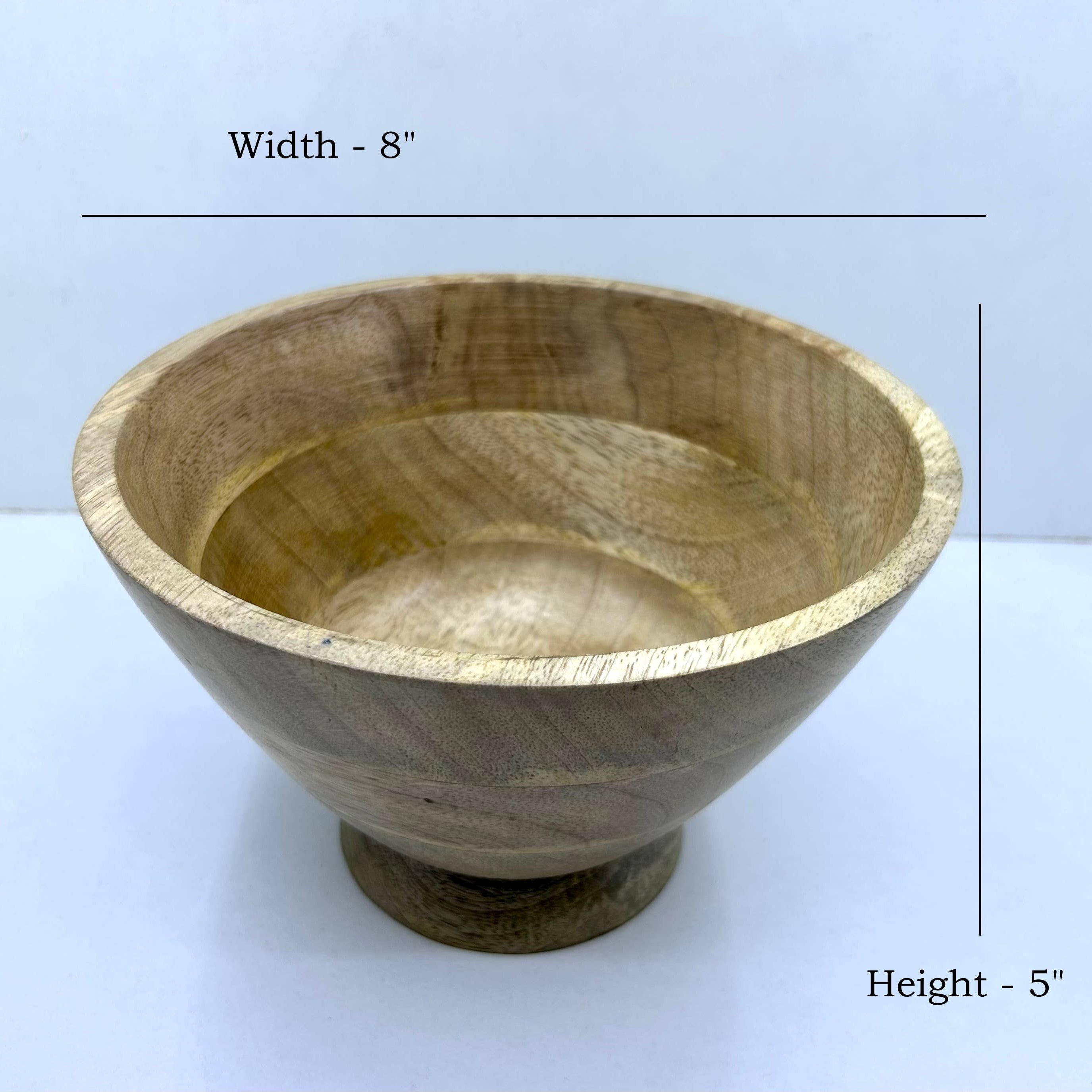 Gift Set - Natural Wooden Bowl with Set of 2 Kitchen Towels Rich Home Linens