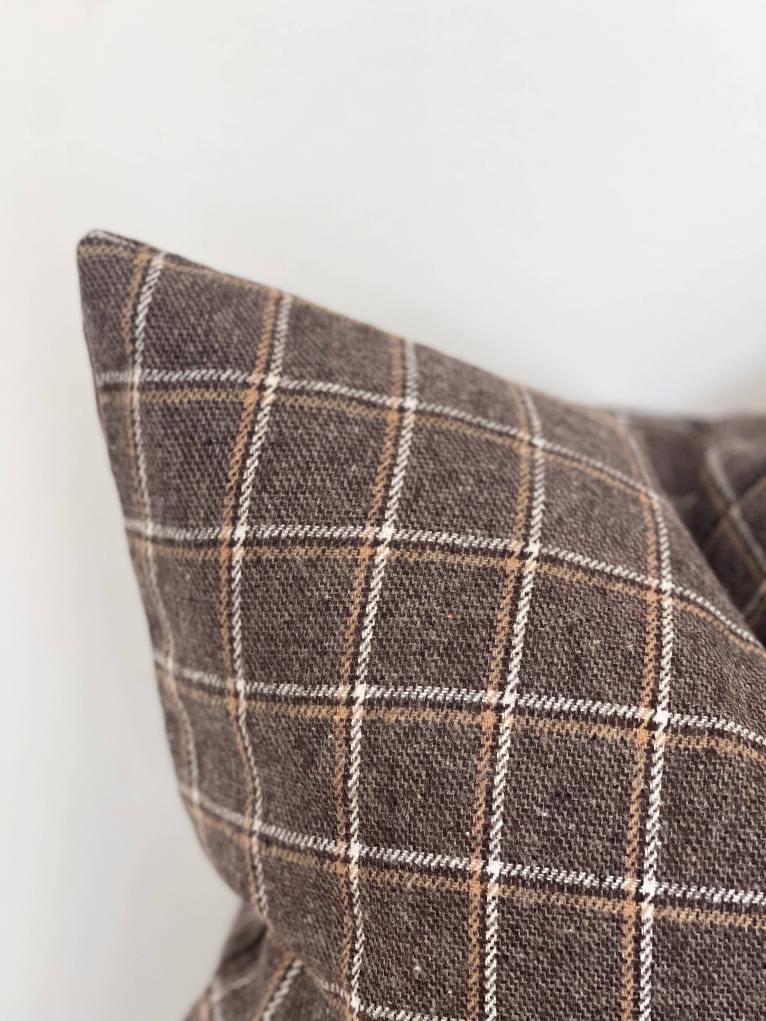Robyn Wool Effect Cushion Cover – Brown Check 45×45cm Ellenvale Trade