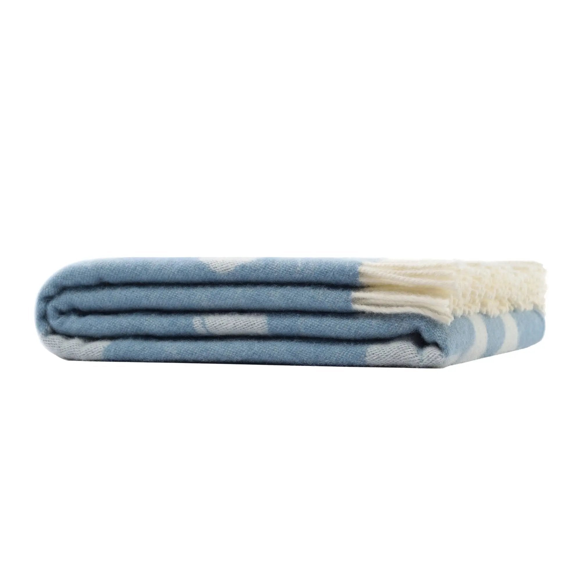 Duck Blue Pure Wool Throw – Blue & Off-White JJ Textile