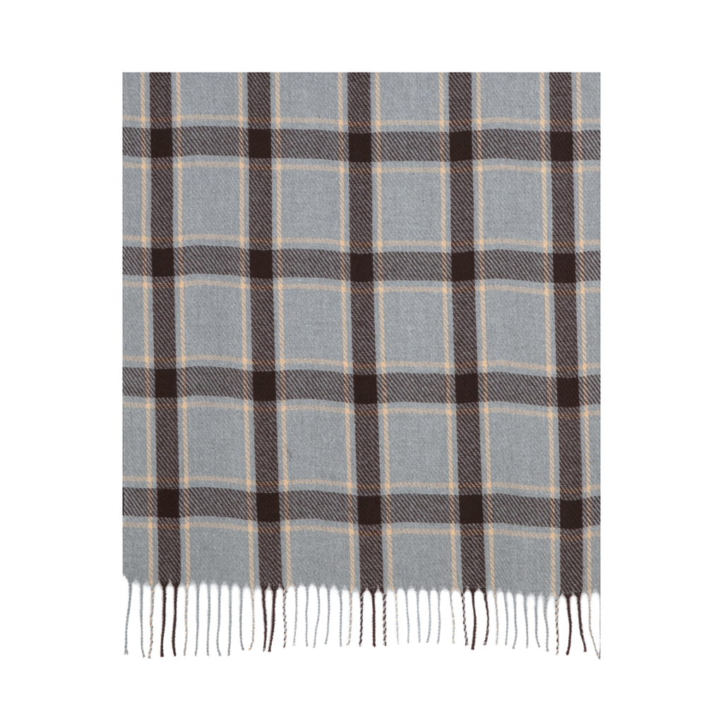 Checked Fringe Scarf – Grey & Black