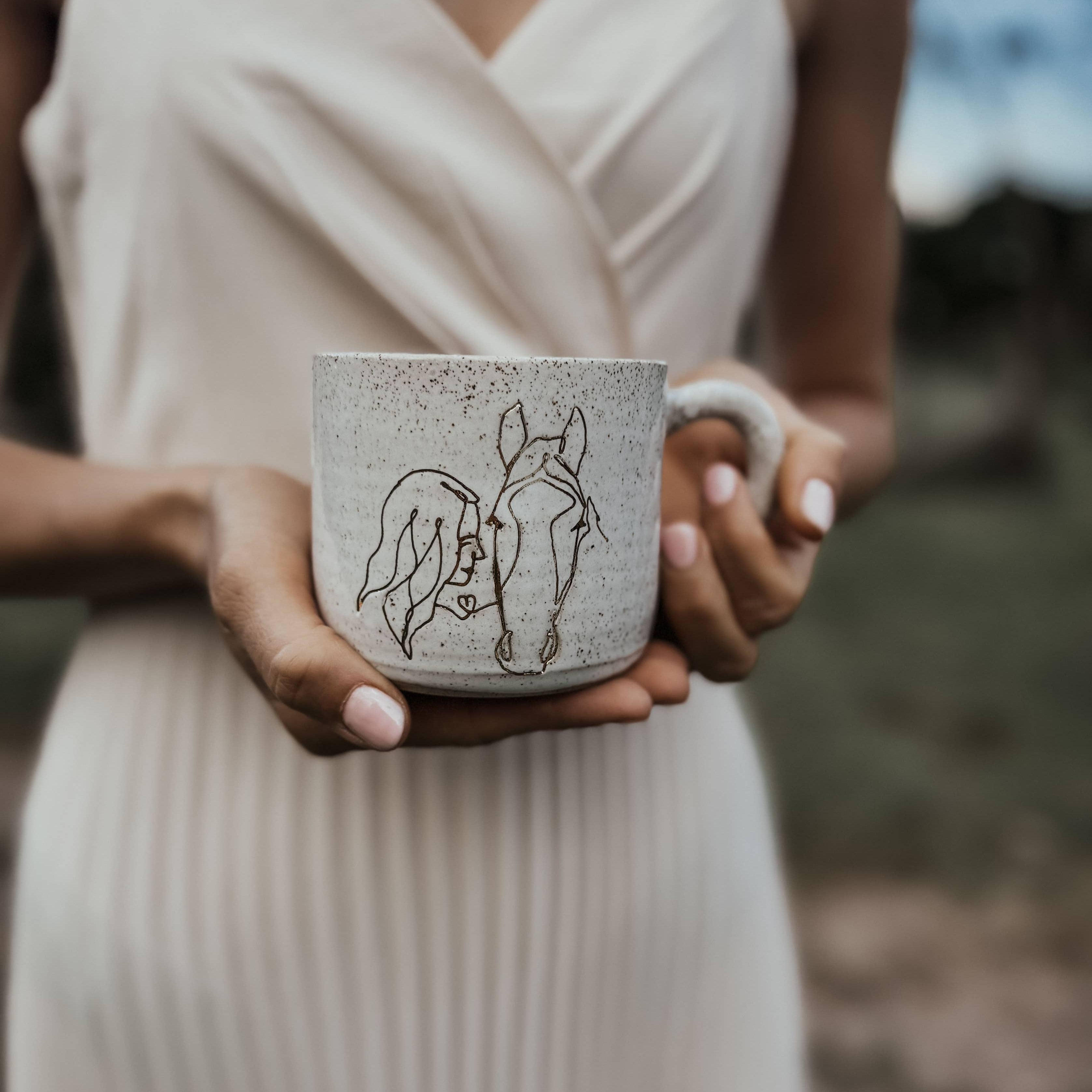 Ceramic Hug Mug – Girl with Horse Wolf and Clay Pty Ltd
