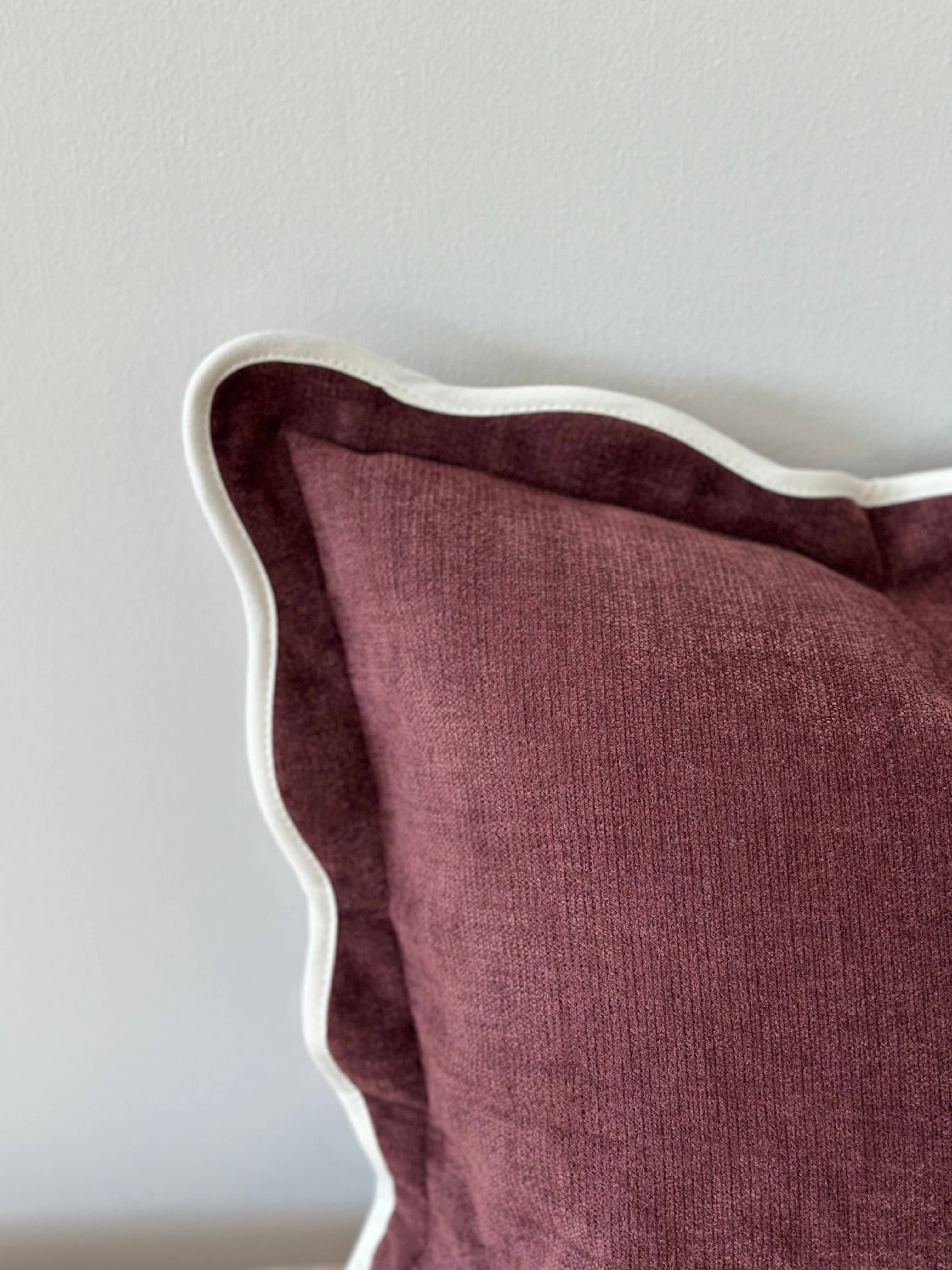 Chloe Plum Scalloped Edge Cushion Cover 45 × 45cm Ellenvale Trade