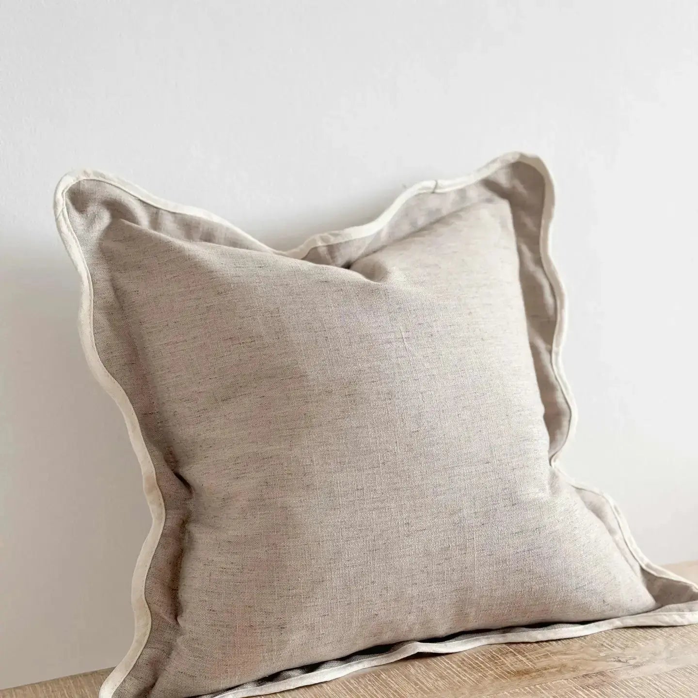 Chloe Greige Scalloped Edge Cushion Cover 65x65 Ellenvale Trade