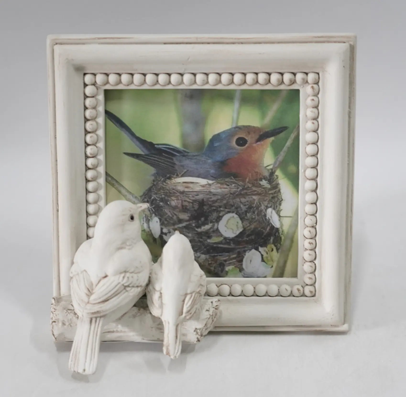 Beaded White Bird Photo Frame | Shabby Chic Decor