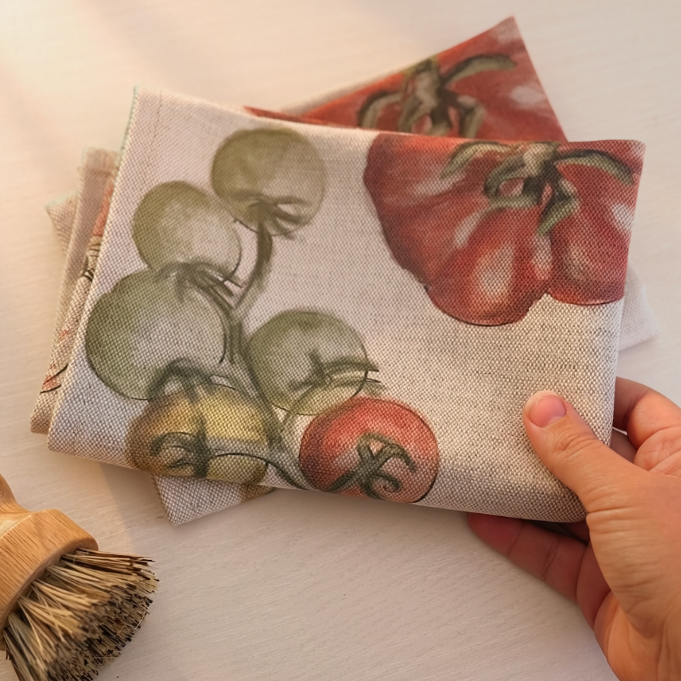 Tomato Linen Tea Towel