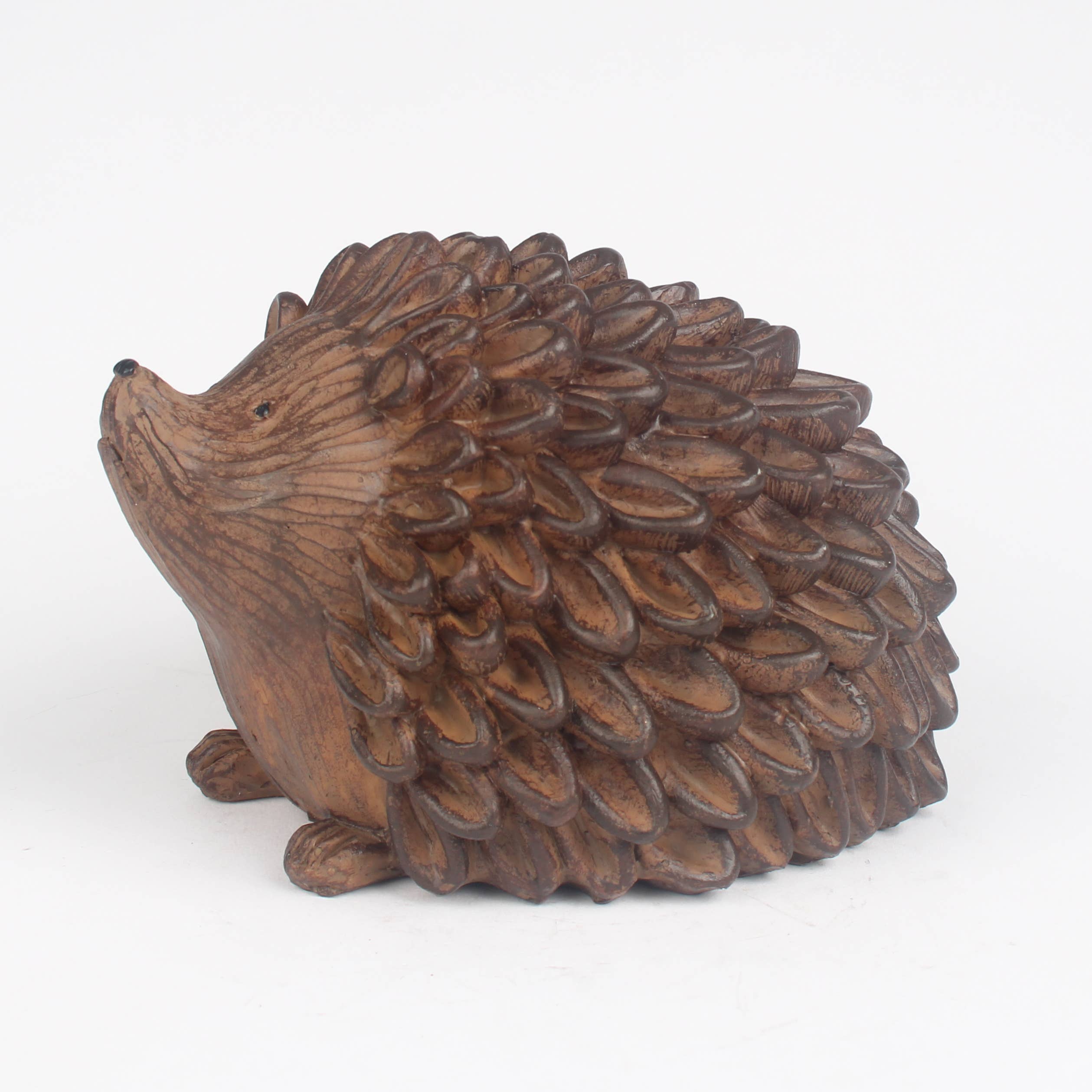 Rustic Carved-Effect Hedgehog Money Box & Ornament