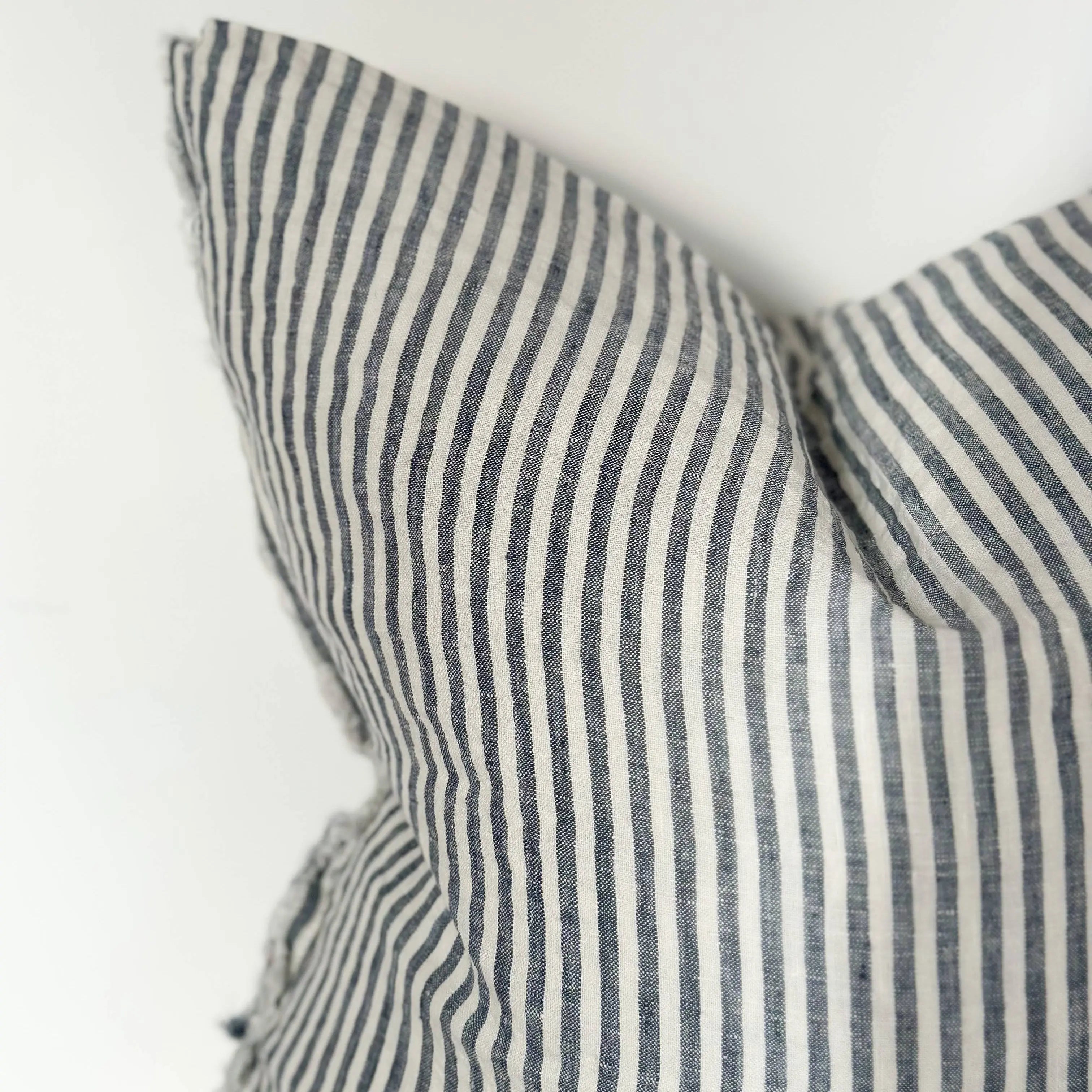 Esmee Linen Cushion Cover – Frayed Edge Navy Stripe  45 × 45 cm Ellenvale Trade