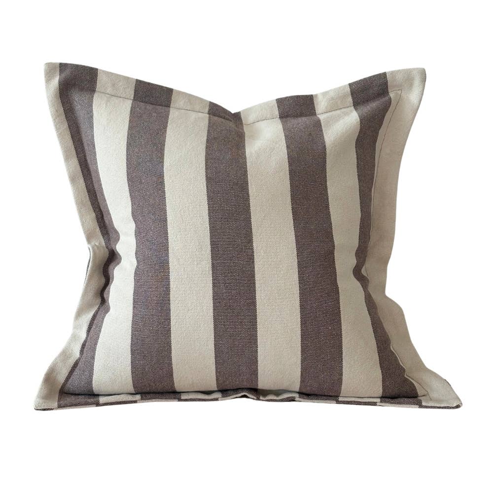 Hattie Brown & Cream Stripe Linen Cushion Cover – 45 x 45 cm