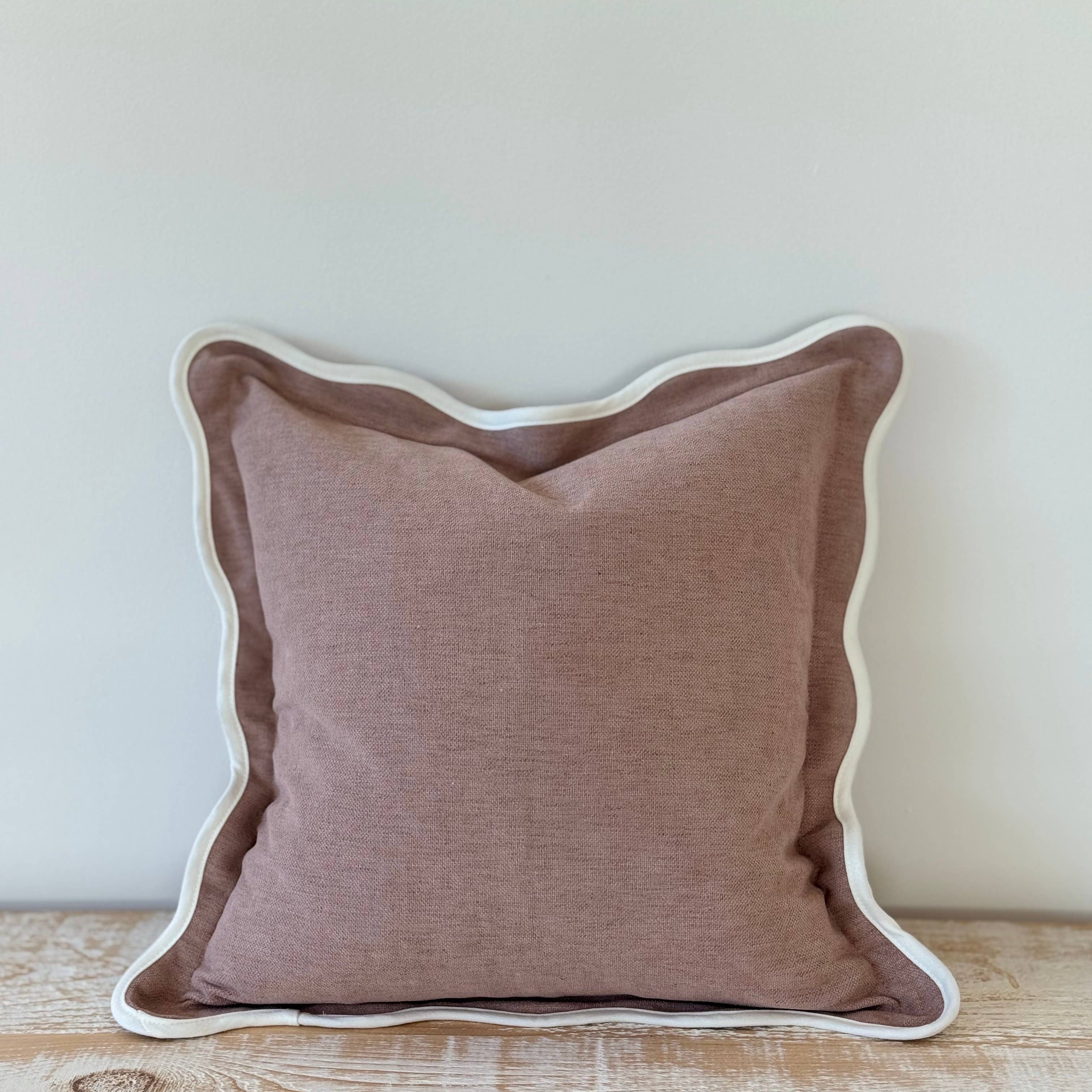 Chloe Dusty Pink Scalloped Edge Cushion 45x45 Ellenvale Trade