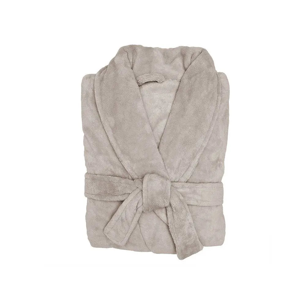Microplush Bath Robe: Stone / Small/Medium - Barrington Country Homewares
