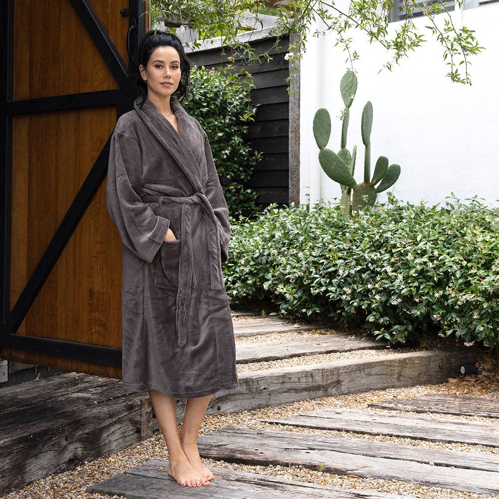 Microplush Bath Robe: Bitter-Choc / Small/Medium Bambury