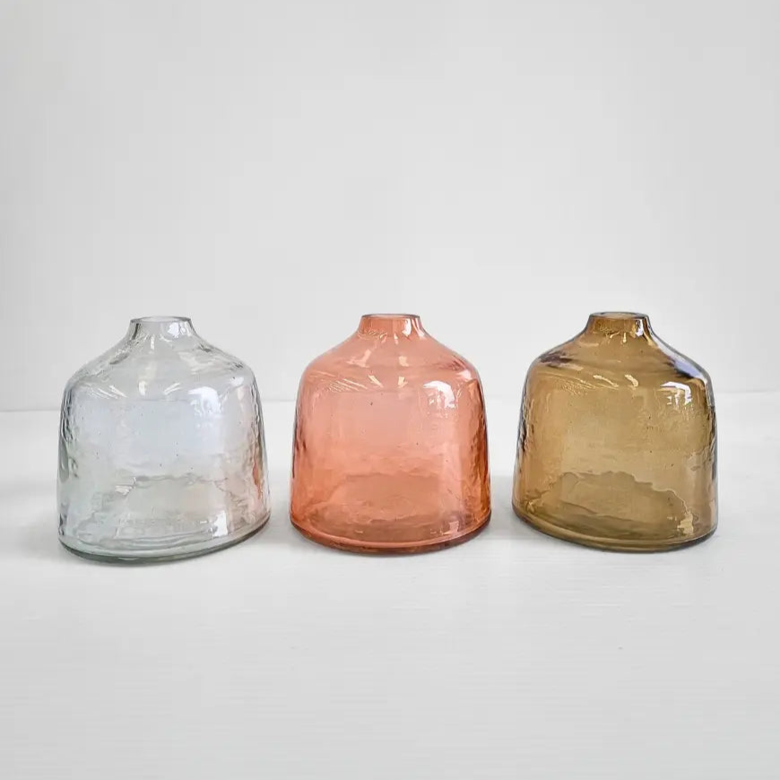 Bella Handblown Hammered Glass Bud Vases: Clear Creative Women Australia