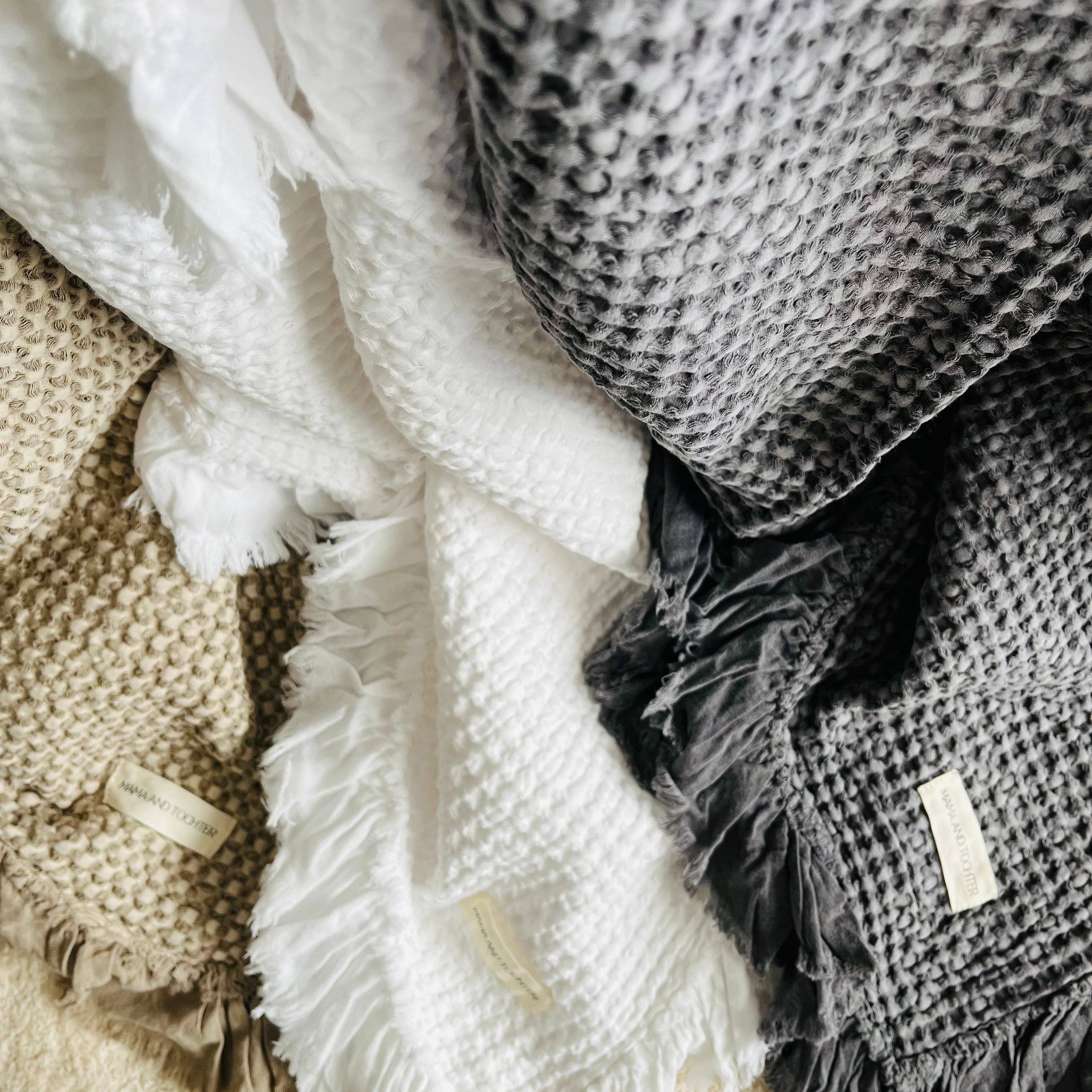 Organic Cotton Rustic Waffle Throw Blanket - White Mama and Tochter