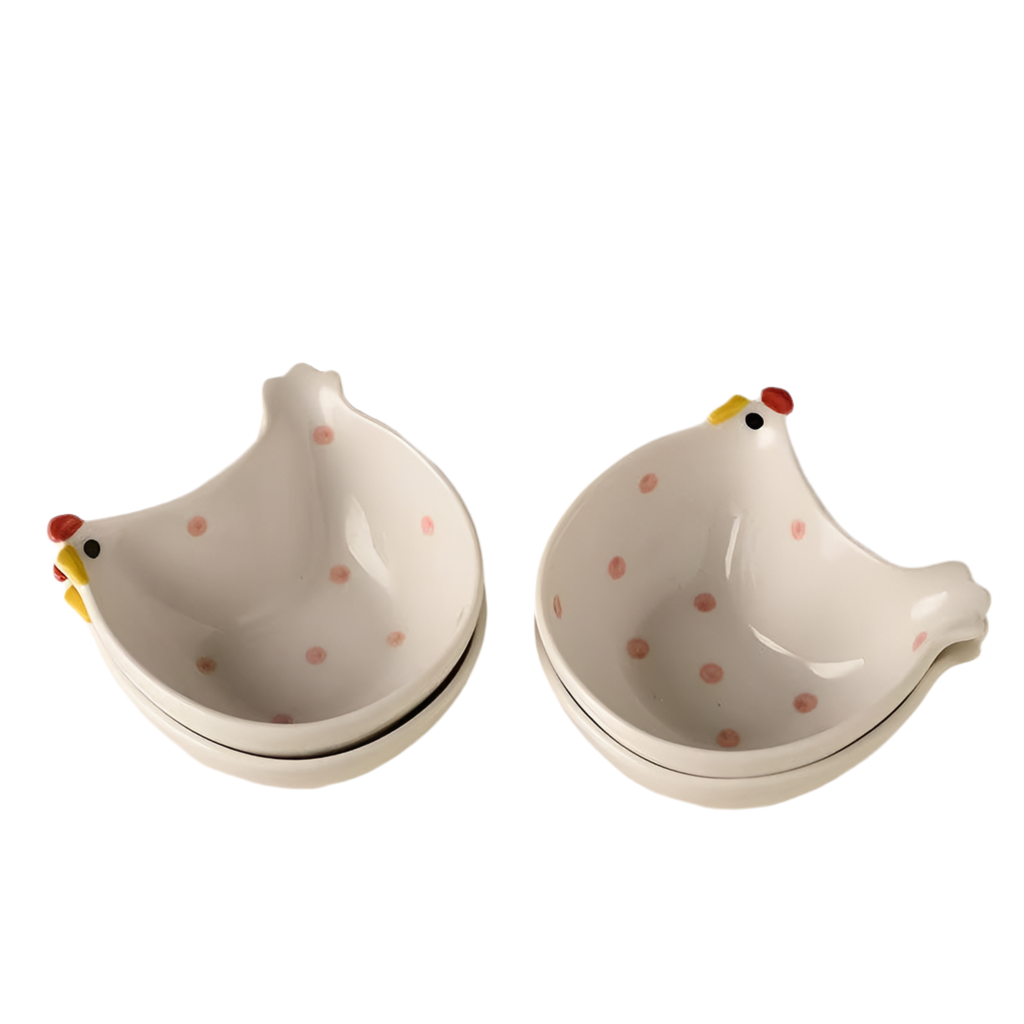Ceramic Chicken Shape Snack Bowl Pair Homerely