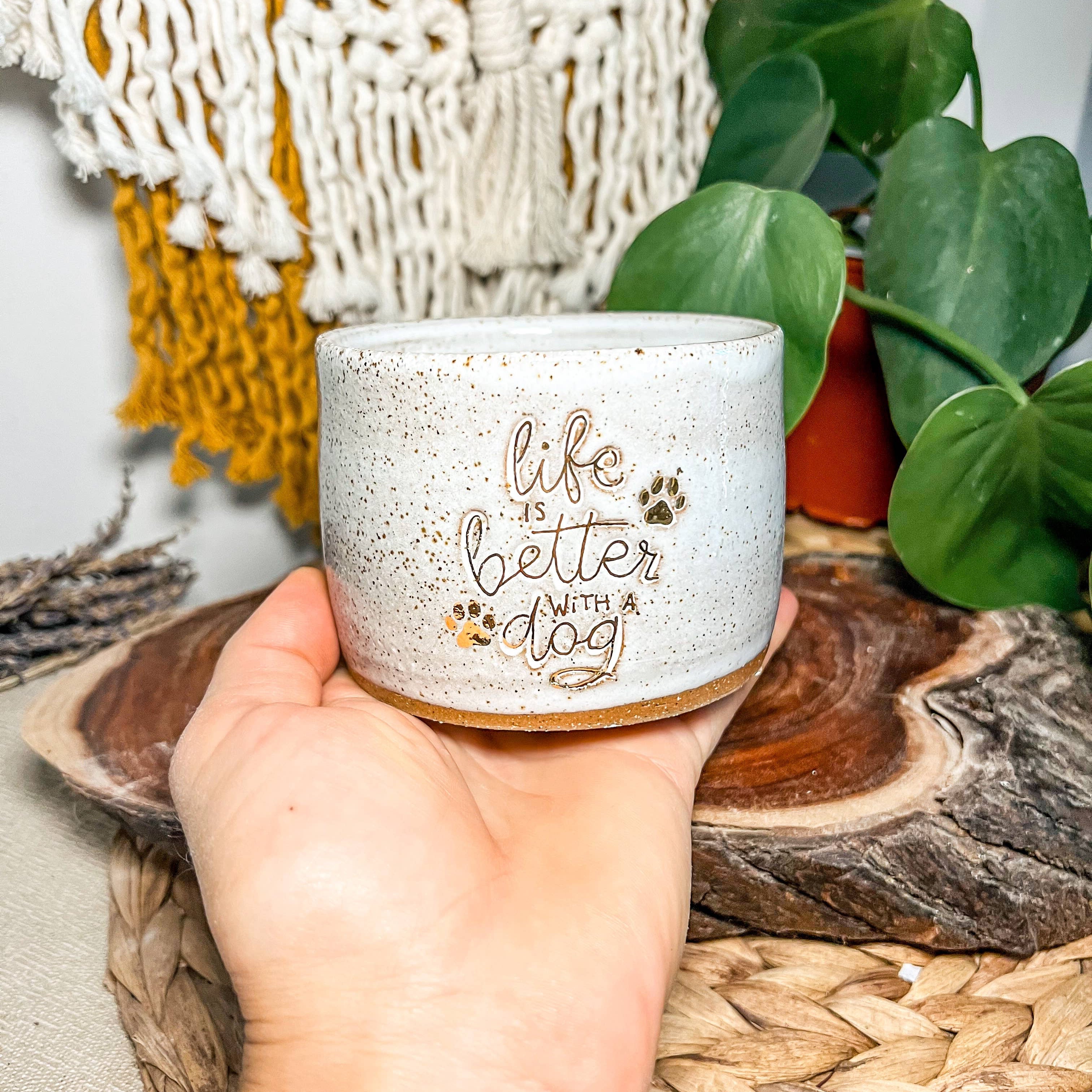 Ceramic Mug - Life is better with a Dog: Without handle Wolf and Clay Pty Ltd