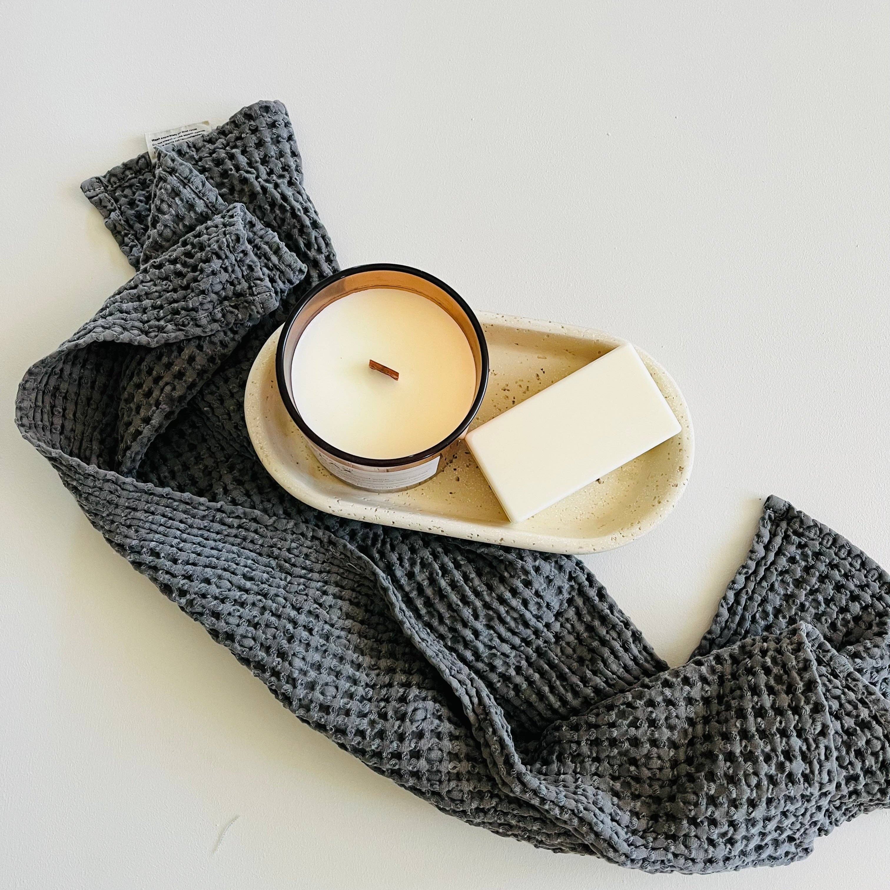 100% Organic Cotton Rustic Waffle Tea/Hand Towel - Charcoal Mama and Tochter