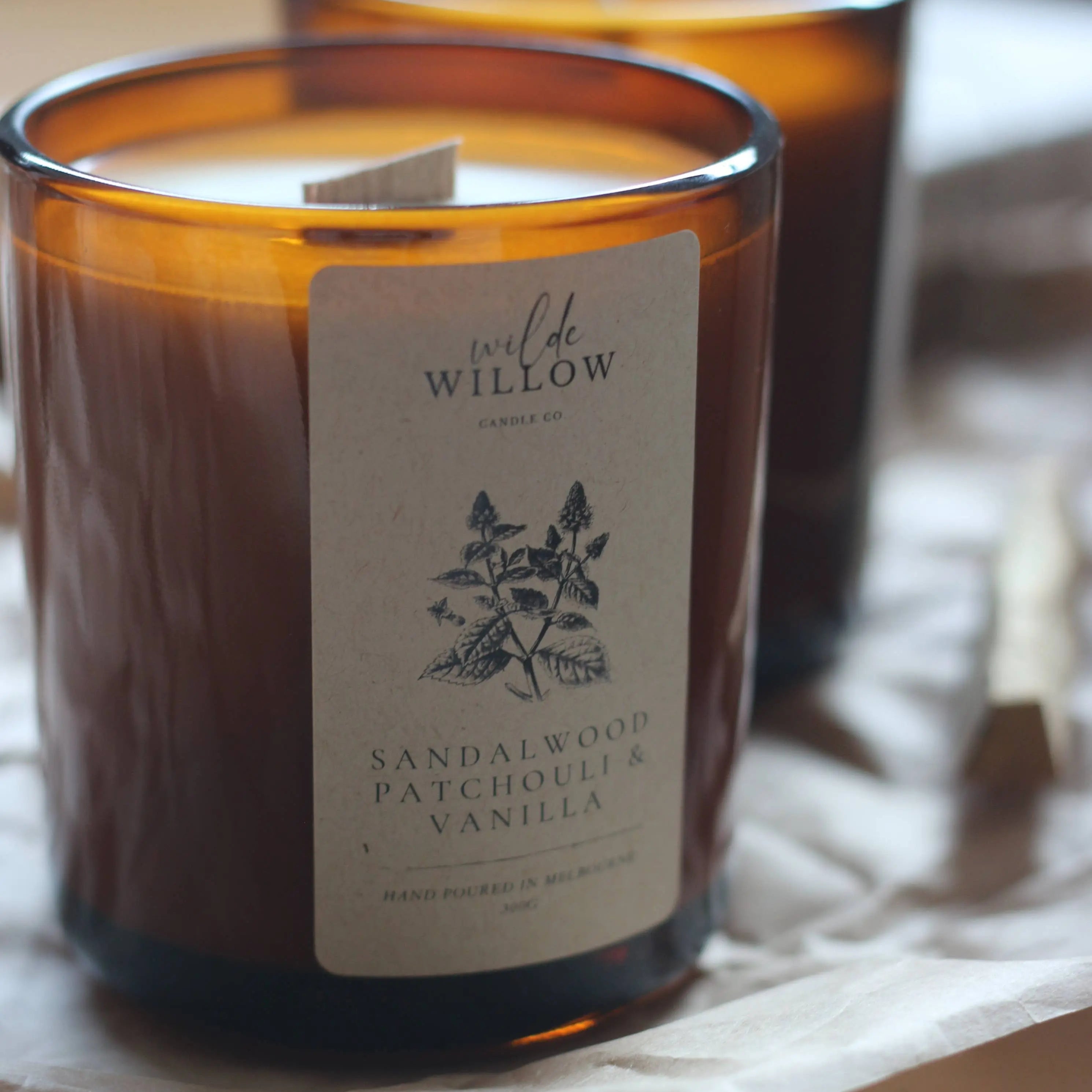 Sandalwood, Patchouli & Vanilla: Amber Wilde Willow Candle Co
