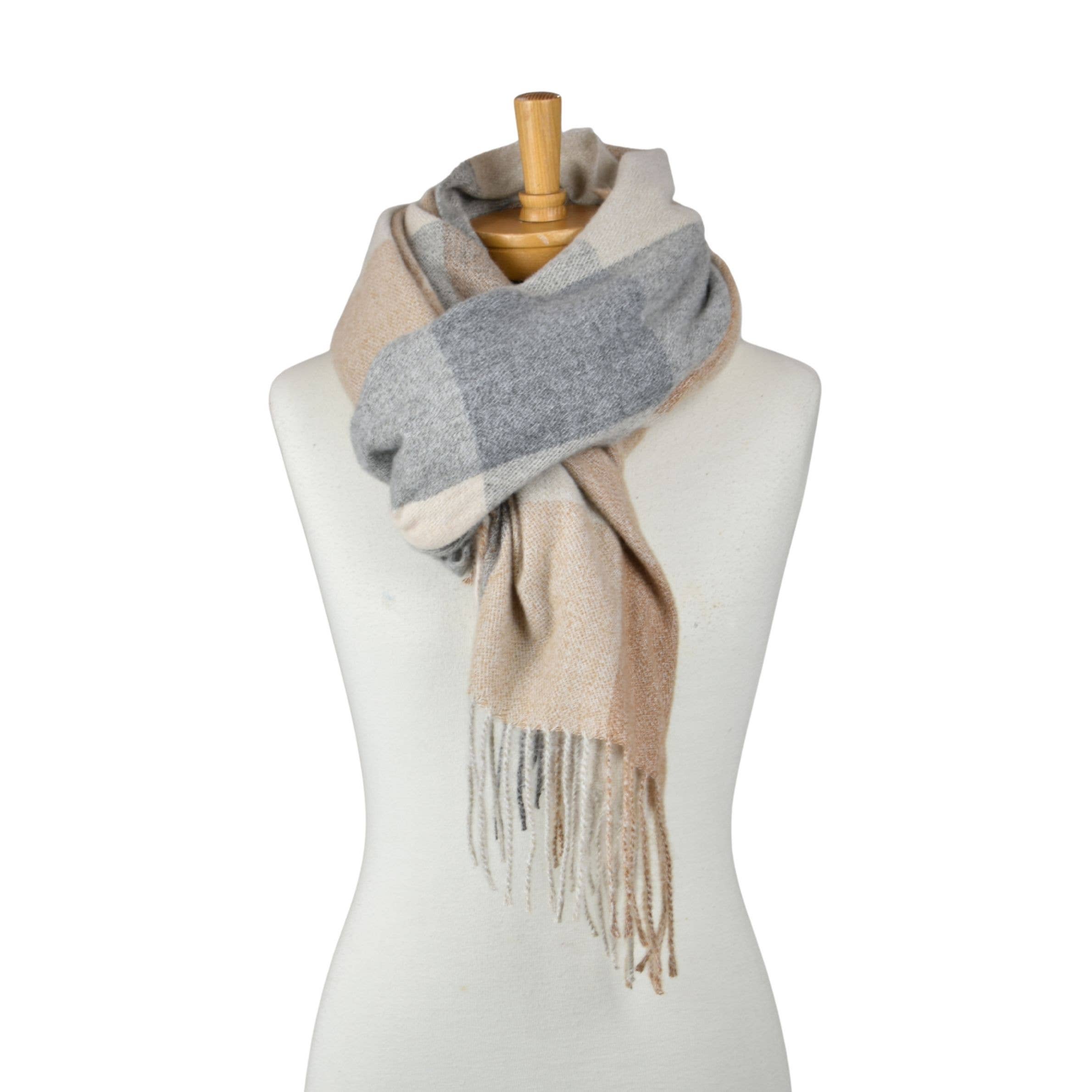 Autumn Checkered Scarf - Camel