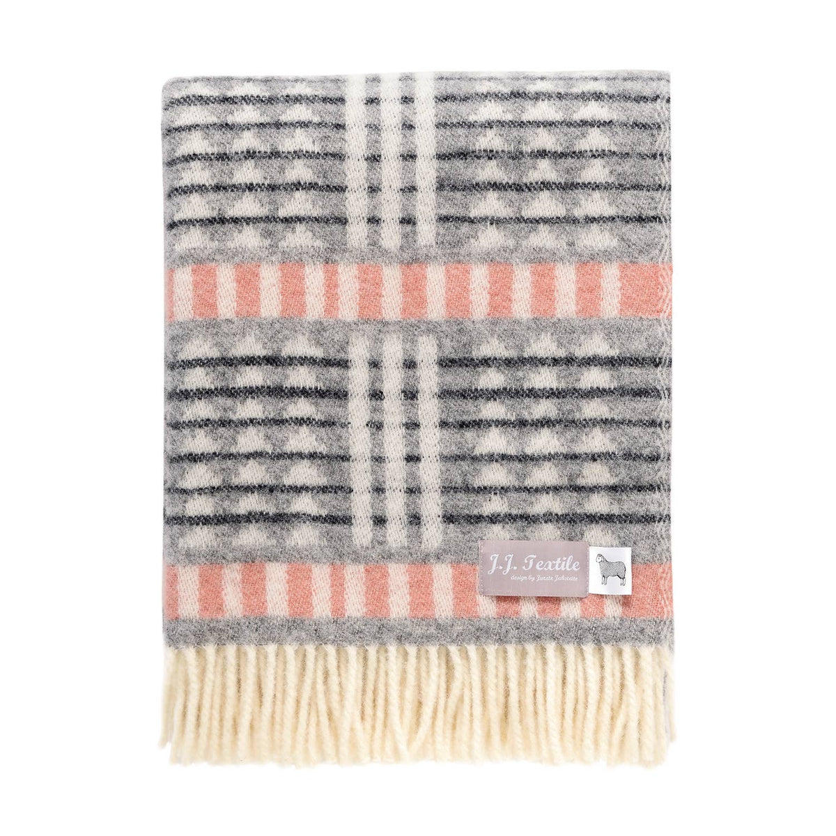 Mika Soft Black and Pink Stripe Pure Wool Throw – 130 x 190 cm
