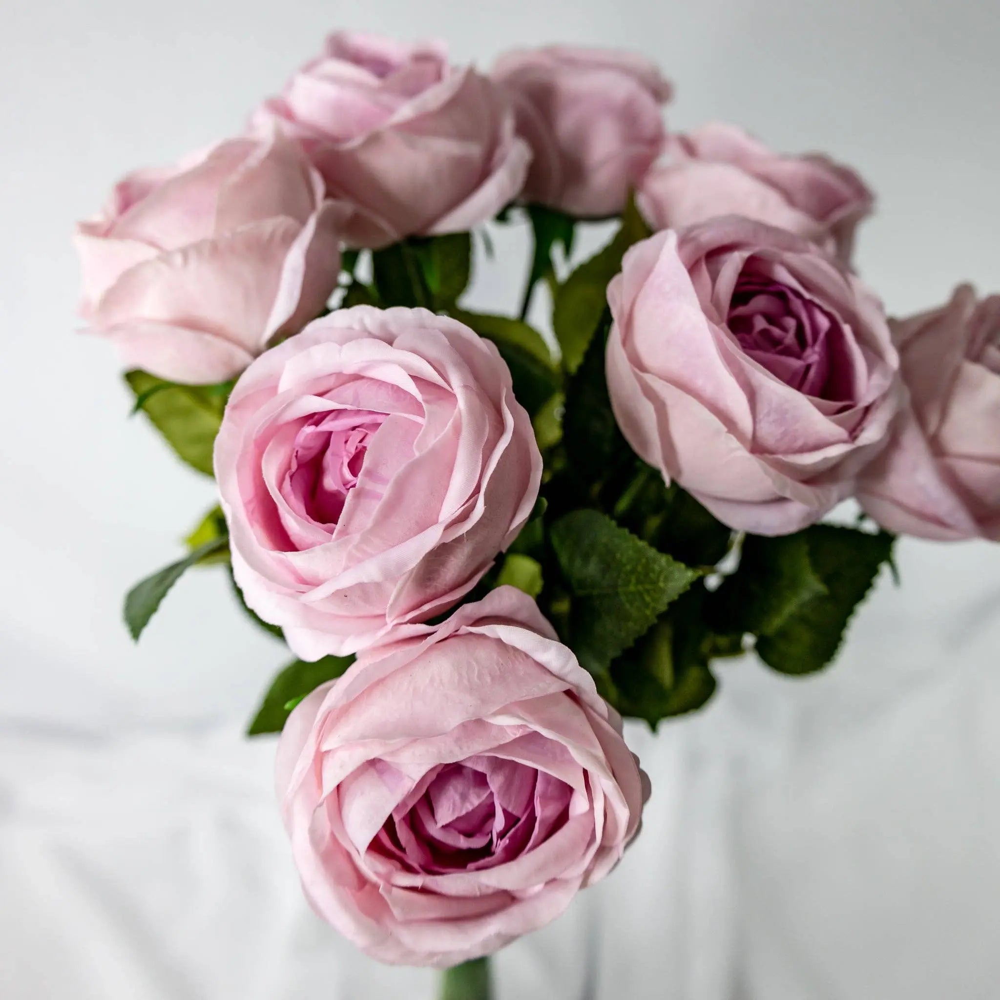 Vintage Lilac David Austin Real Touch Rose - Open Bud: Each Stem Realistic Artificial Flowers
