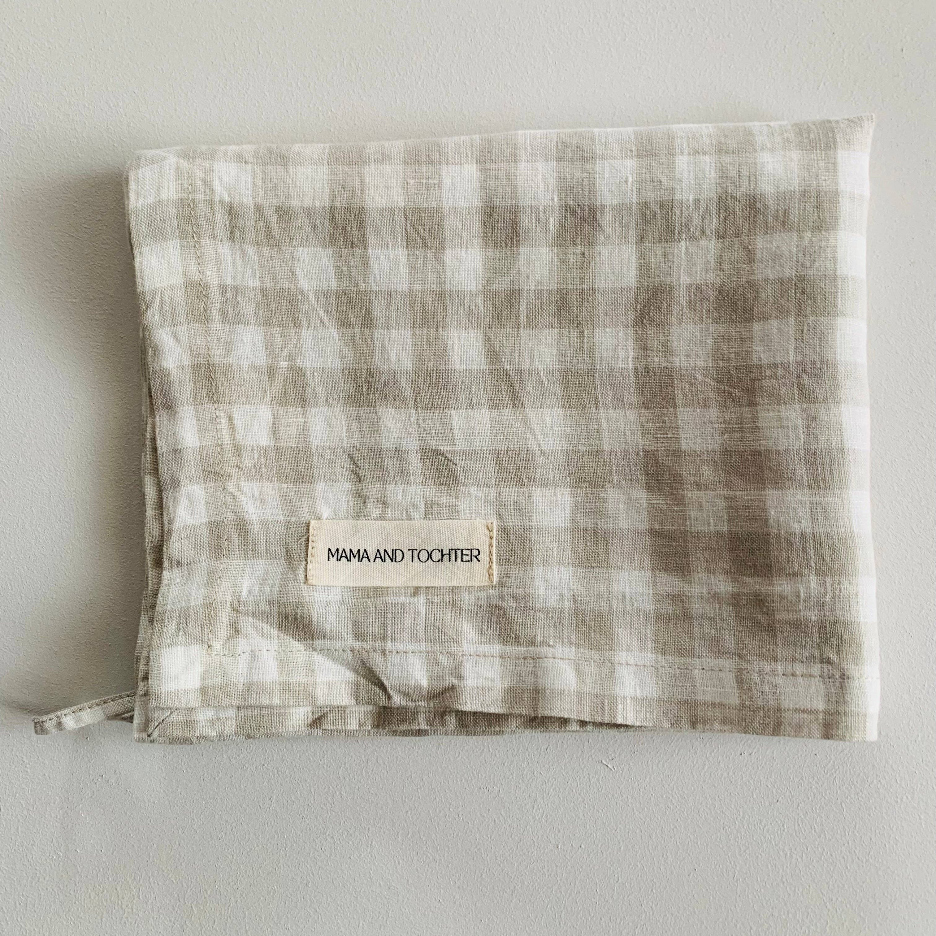 Pure French Linen Tea Towel - Dove Grey Gingham Mama and Tochter