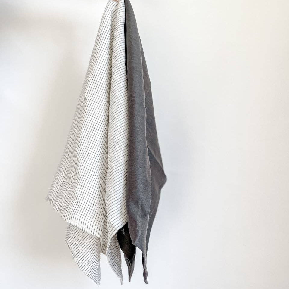Pure French Linen Tea Towel - Dark Charcoal Mama and Tochter