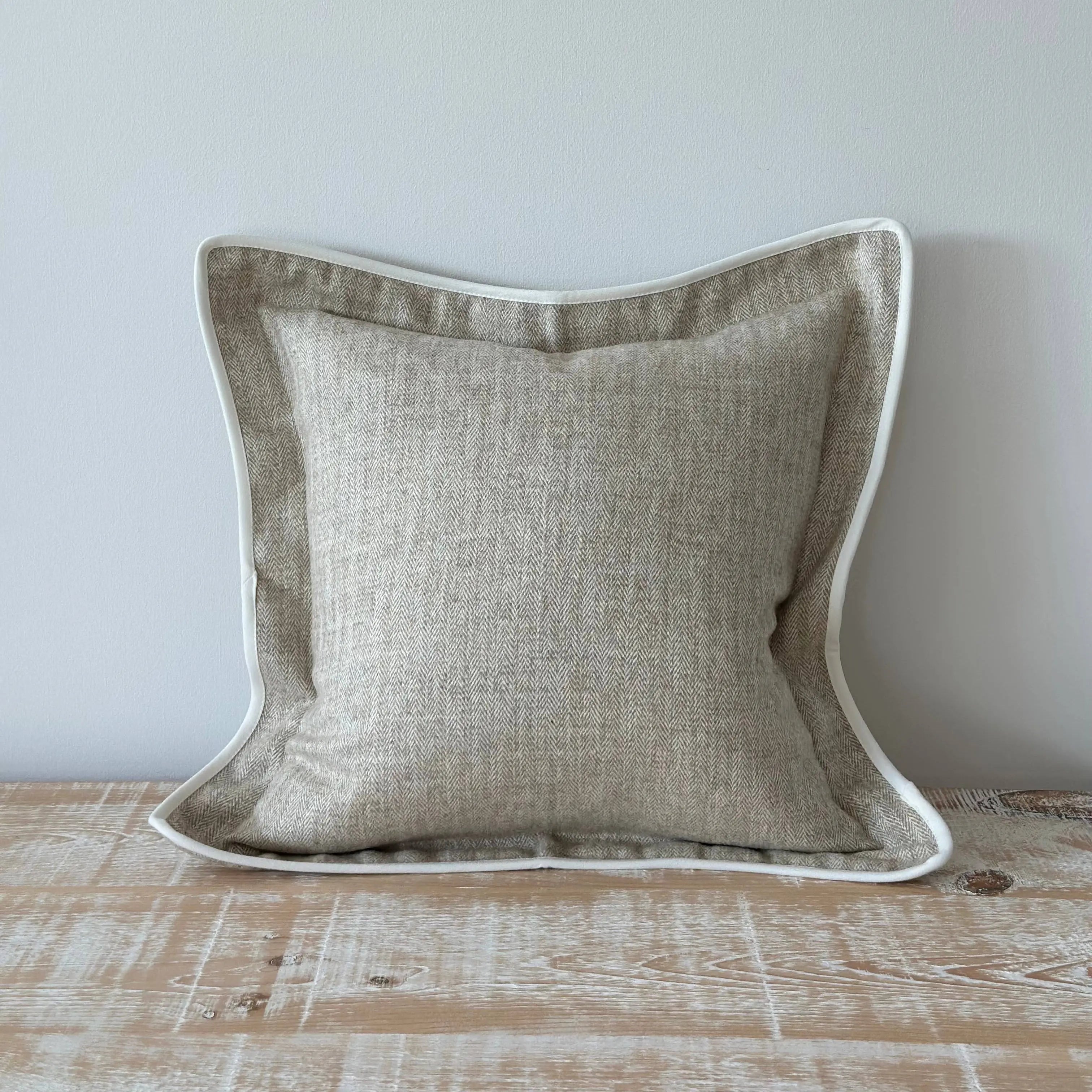 Tia Beige Herringbone Cushion Cover 45 x 45 cm Ellenvale Trade