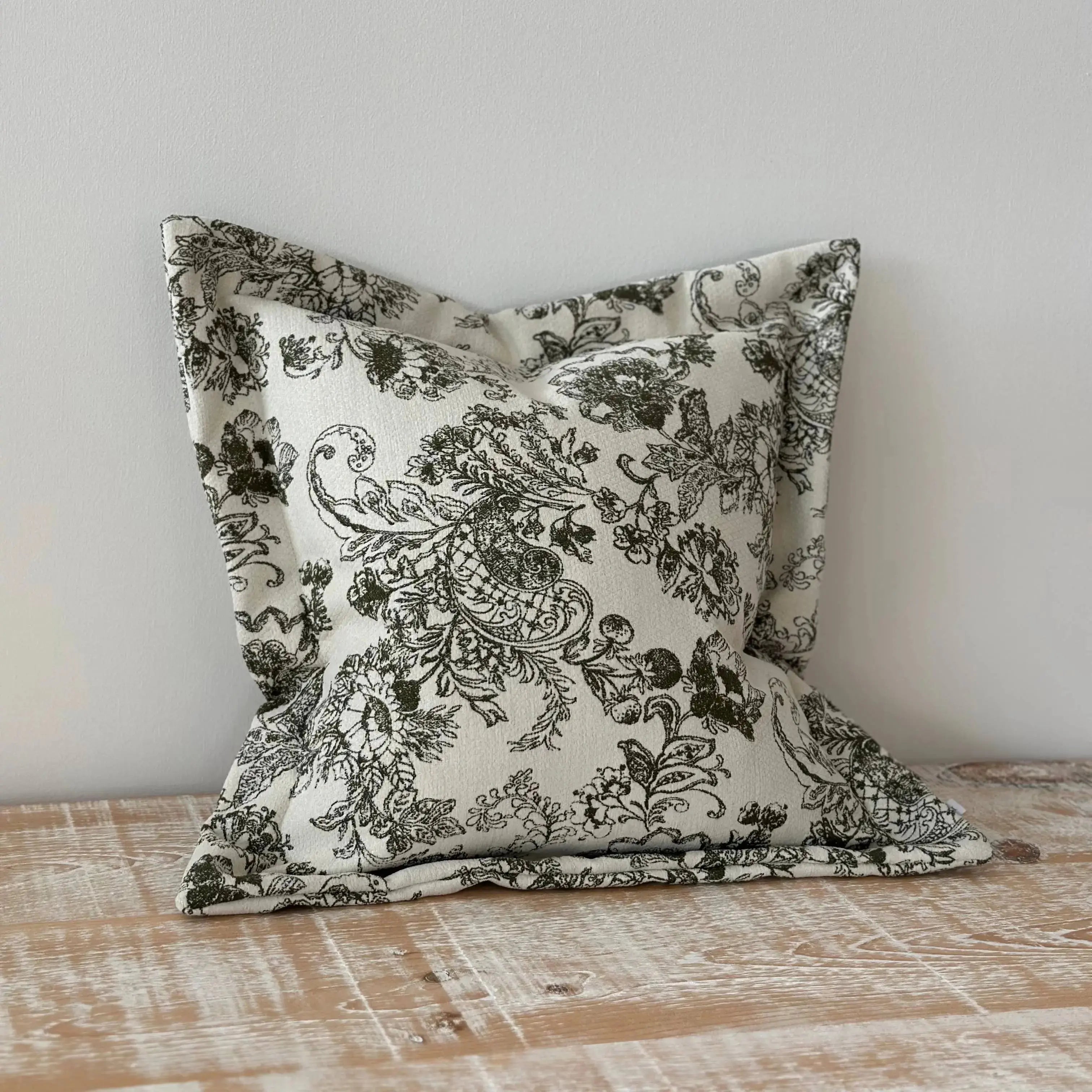 Eve Olive Floral Print Cushion Cover - 45x45cm Ellenvale Trade