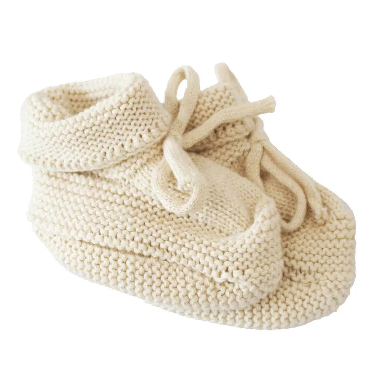 Knit Baby Booties – Natural (0–6 Months)