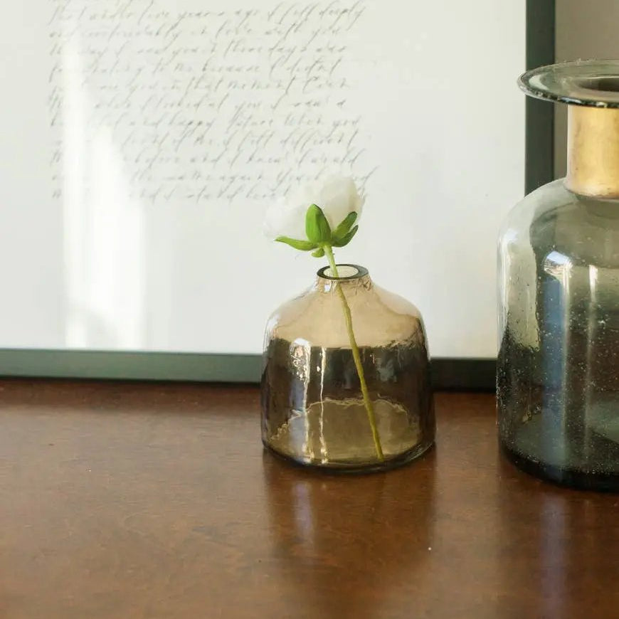 Bella Handblown Hammered Glass Bud Vase: Smoke Creative Women