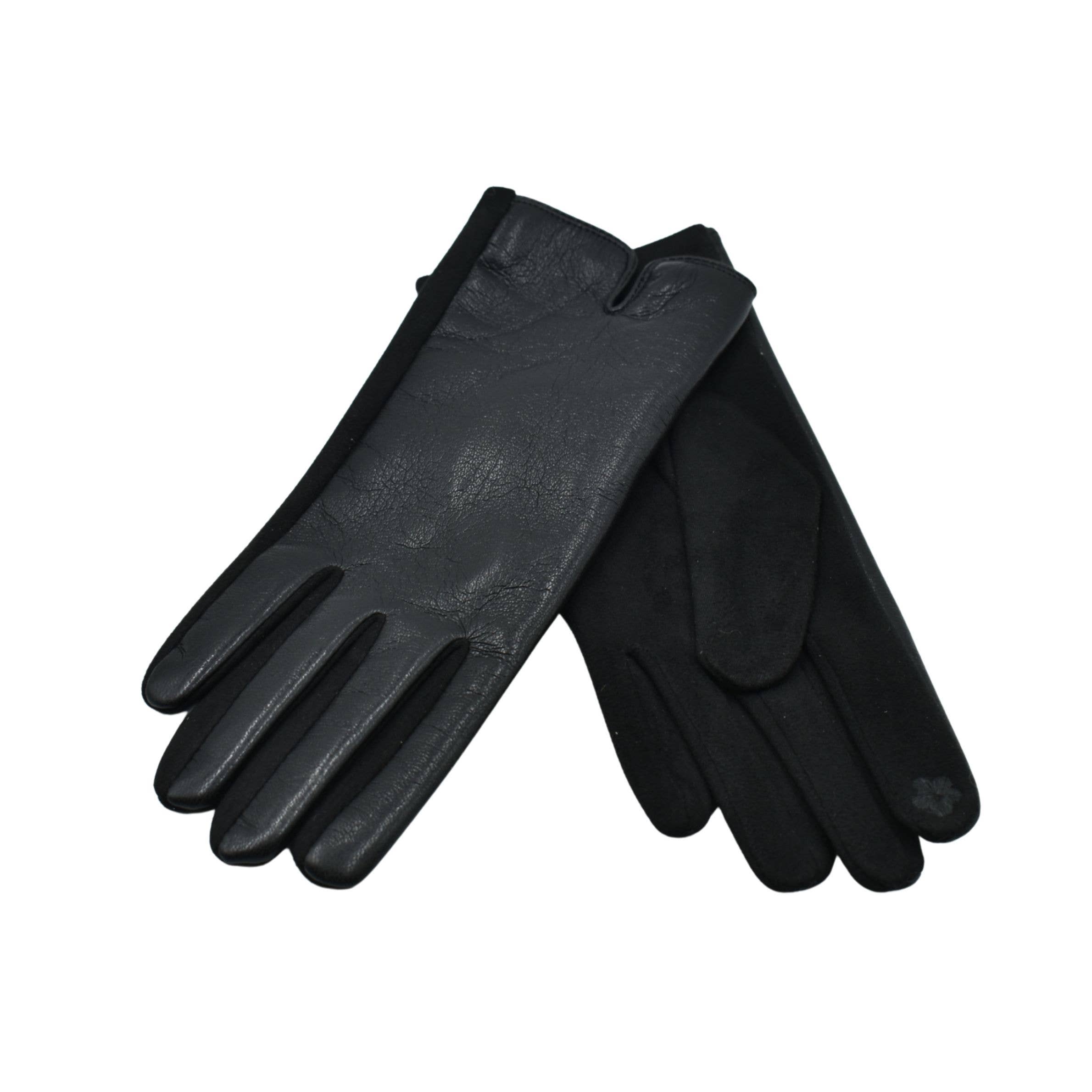 Faux Leather Gloves – Black