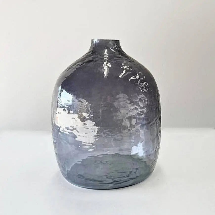 Hebron Handblown Hammered Glass Vases: Grey Creative Women Australia