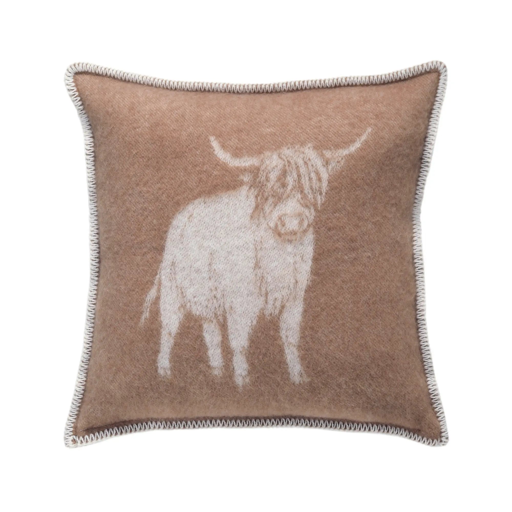 Highland Cow Brown Pure Wool Cushion Cover JJ Textile