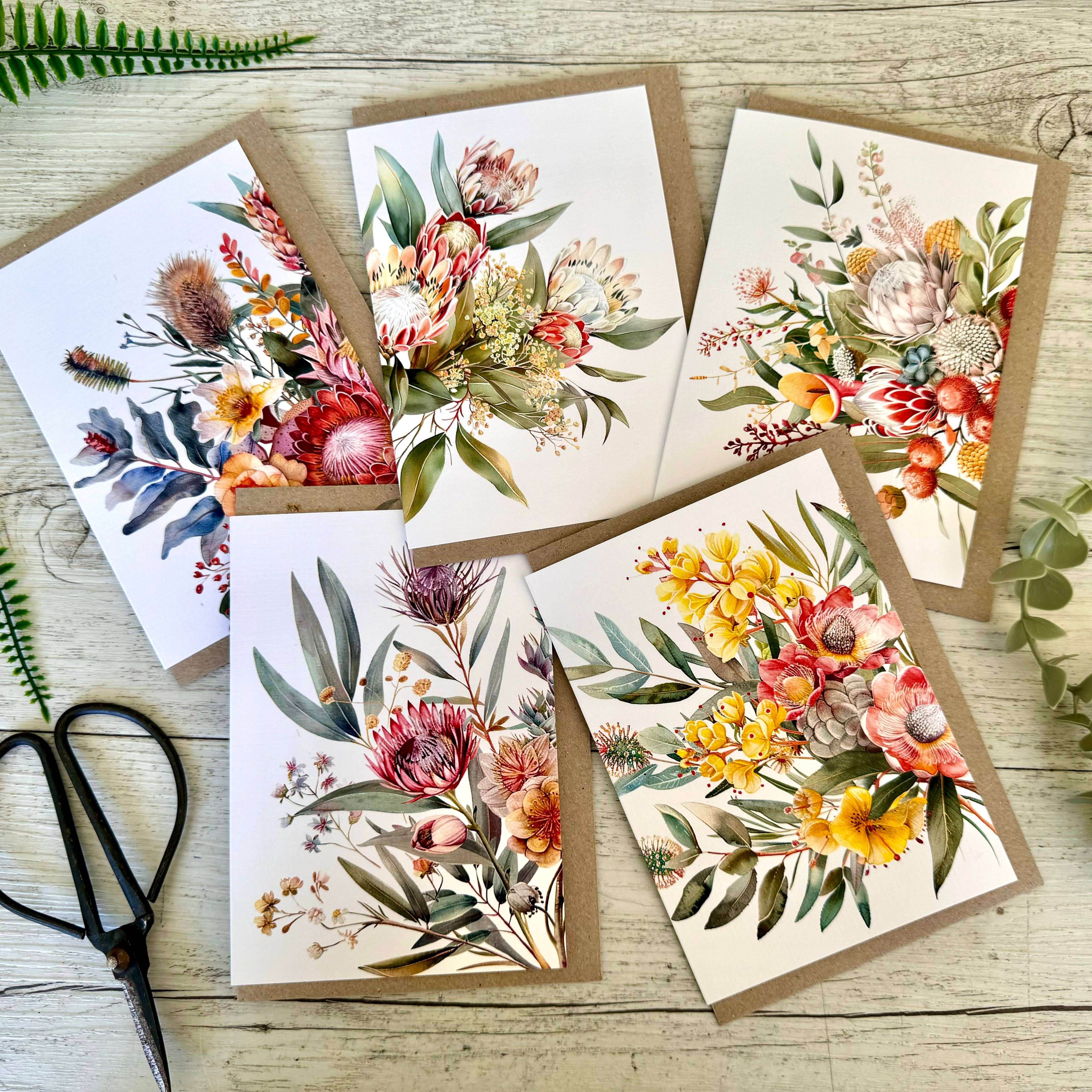 AUSTRALIAN FLORALS Blank Greeting Card - Style D Scattered Seed Co