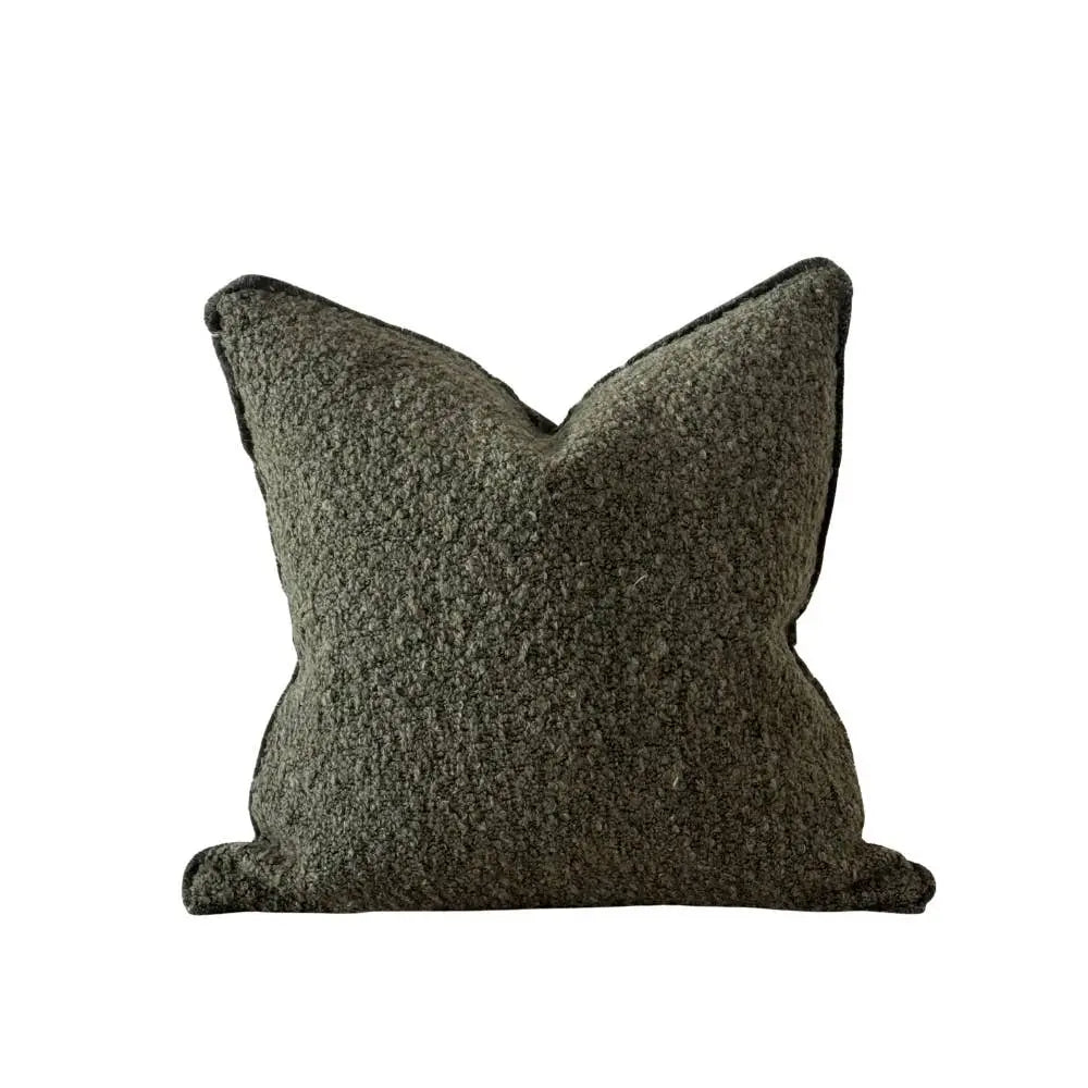 Sofia Olive Green Bouclé Cushion Cover – 45 × 45 cm