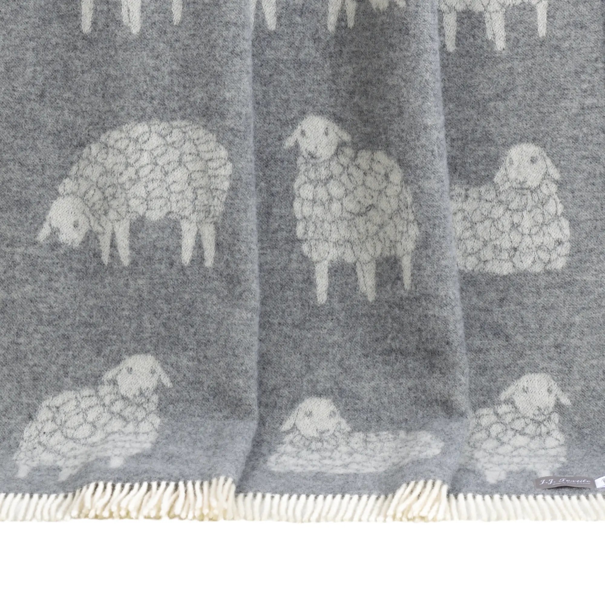 Sheep Mima Soft Grey Pure Wool Throw JJ Textile
