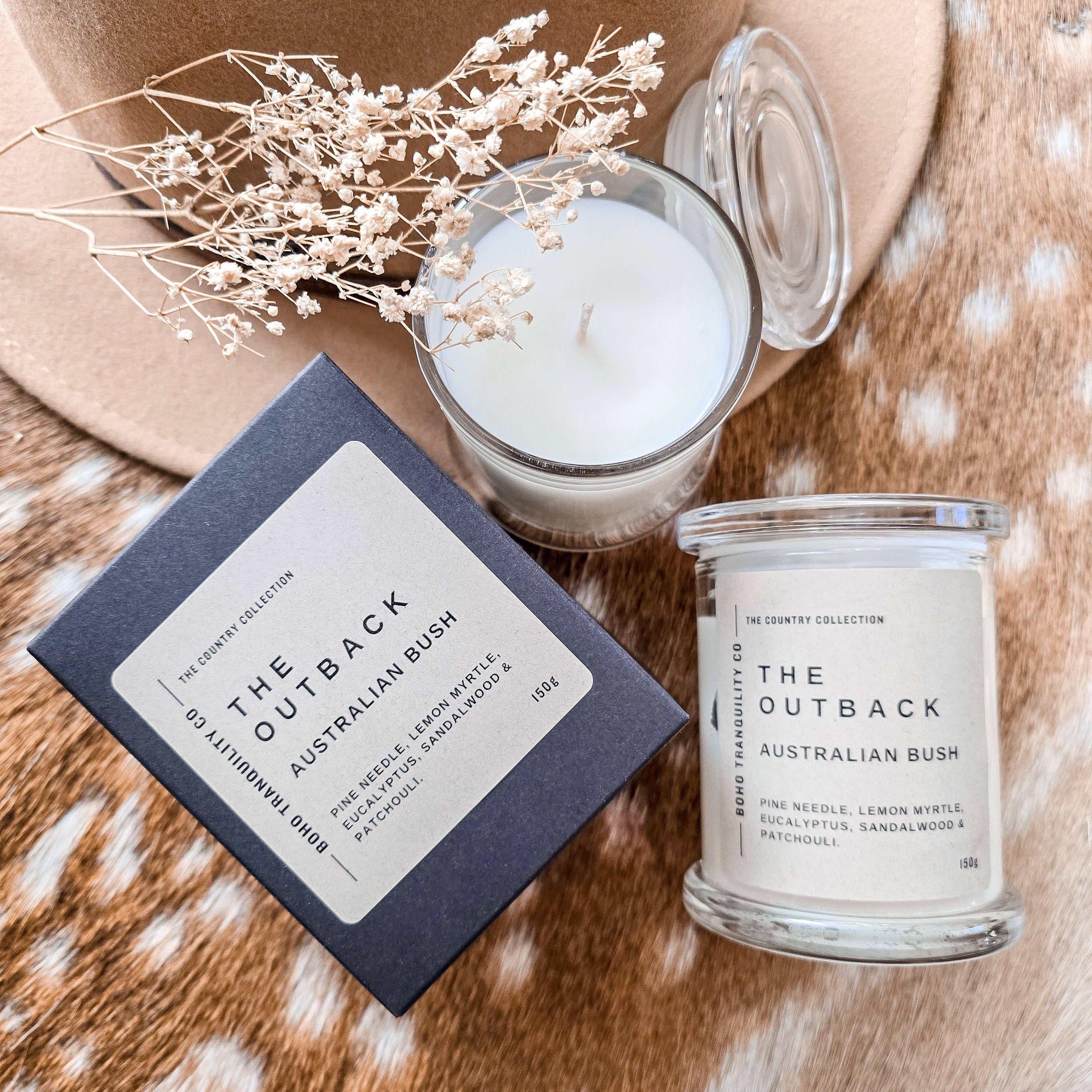 THE COUNTRY COLLECTION: THE OUTBACK - 150G GLASS CANDLE Boho Tranquility Co